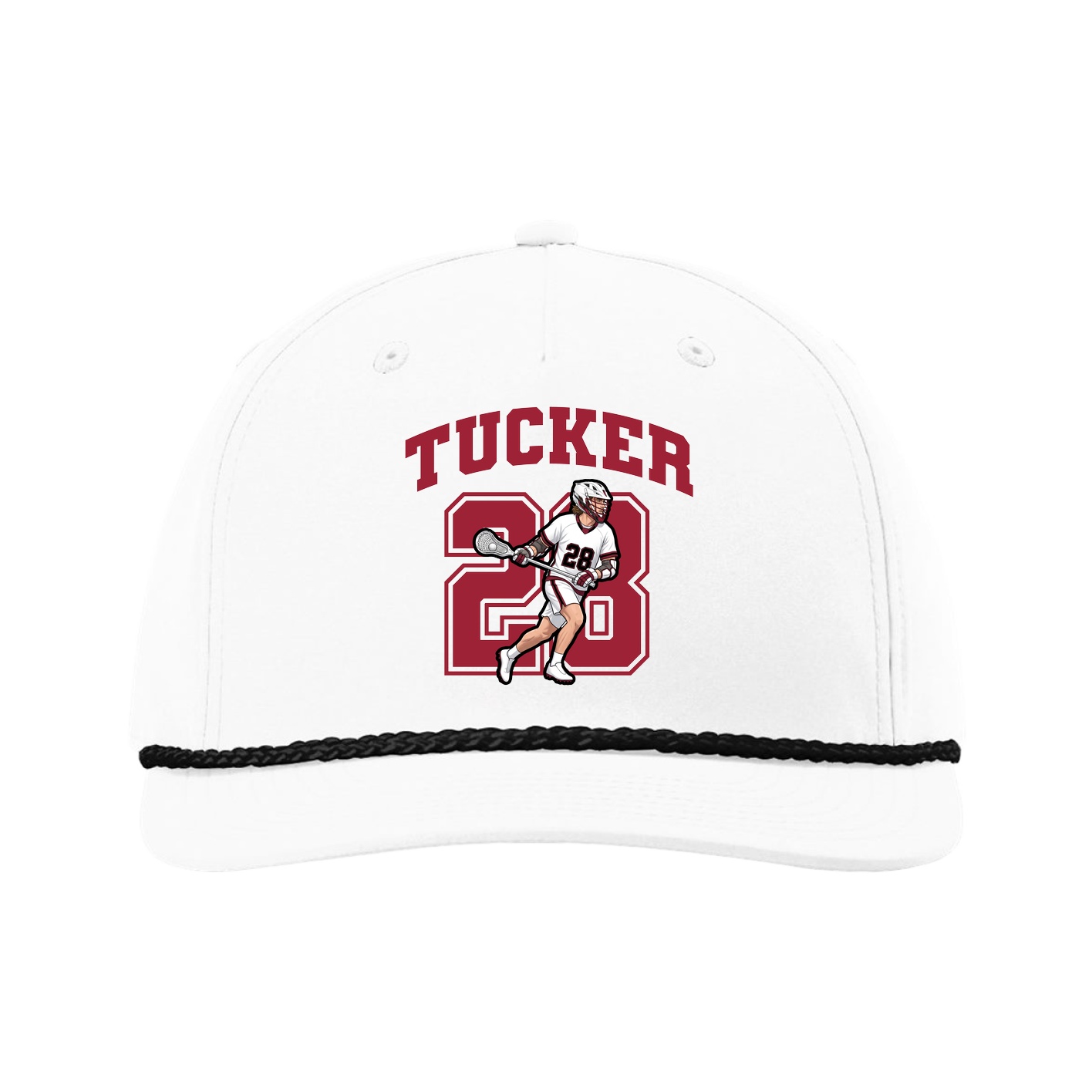 Five-Panel Classic Rope Cap — Number in White