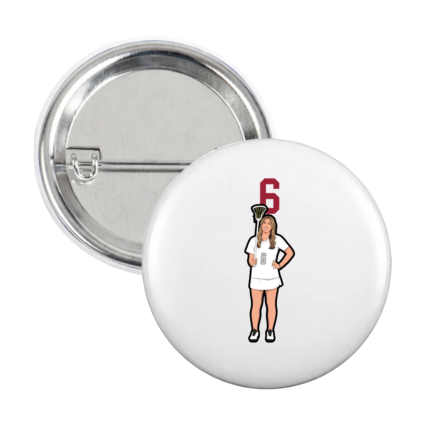 Game Day Button — Number Top in White