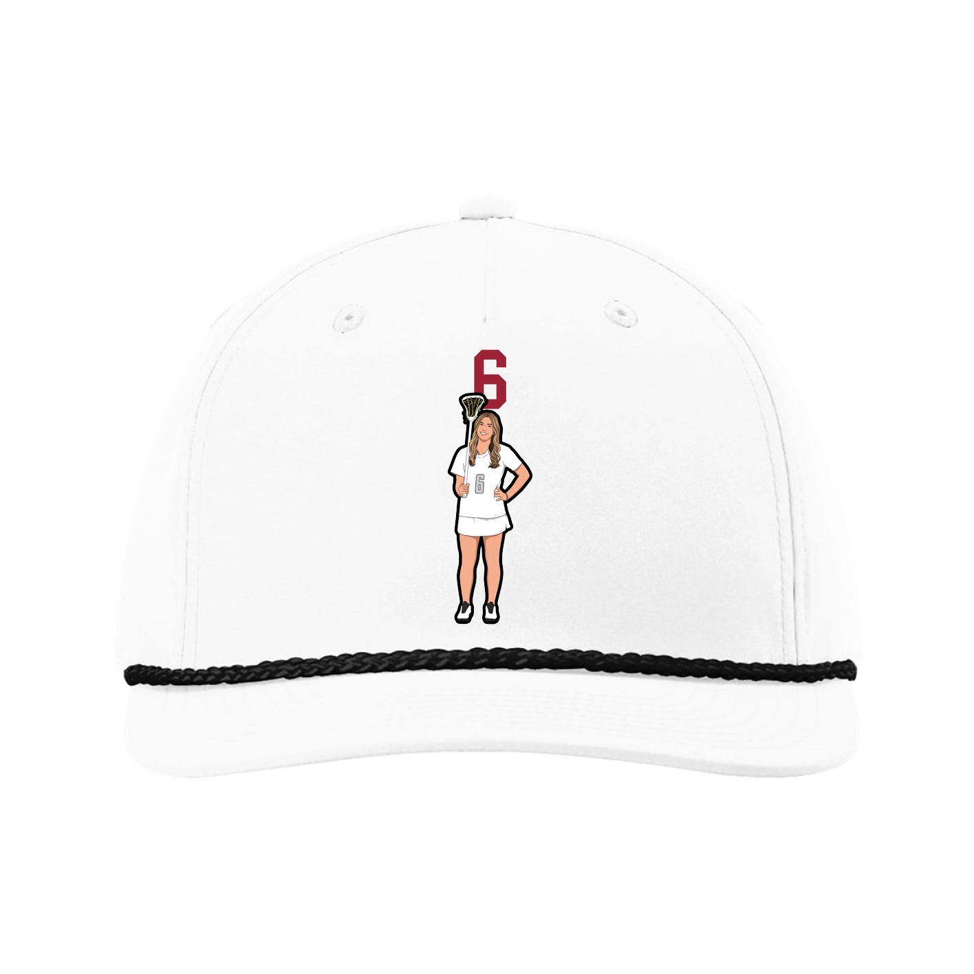 Five-Panel Classic Rope Cap — Number Top in White