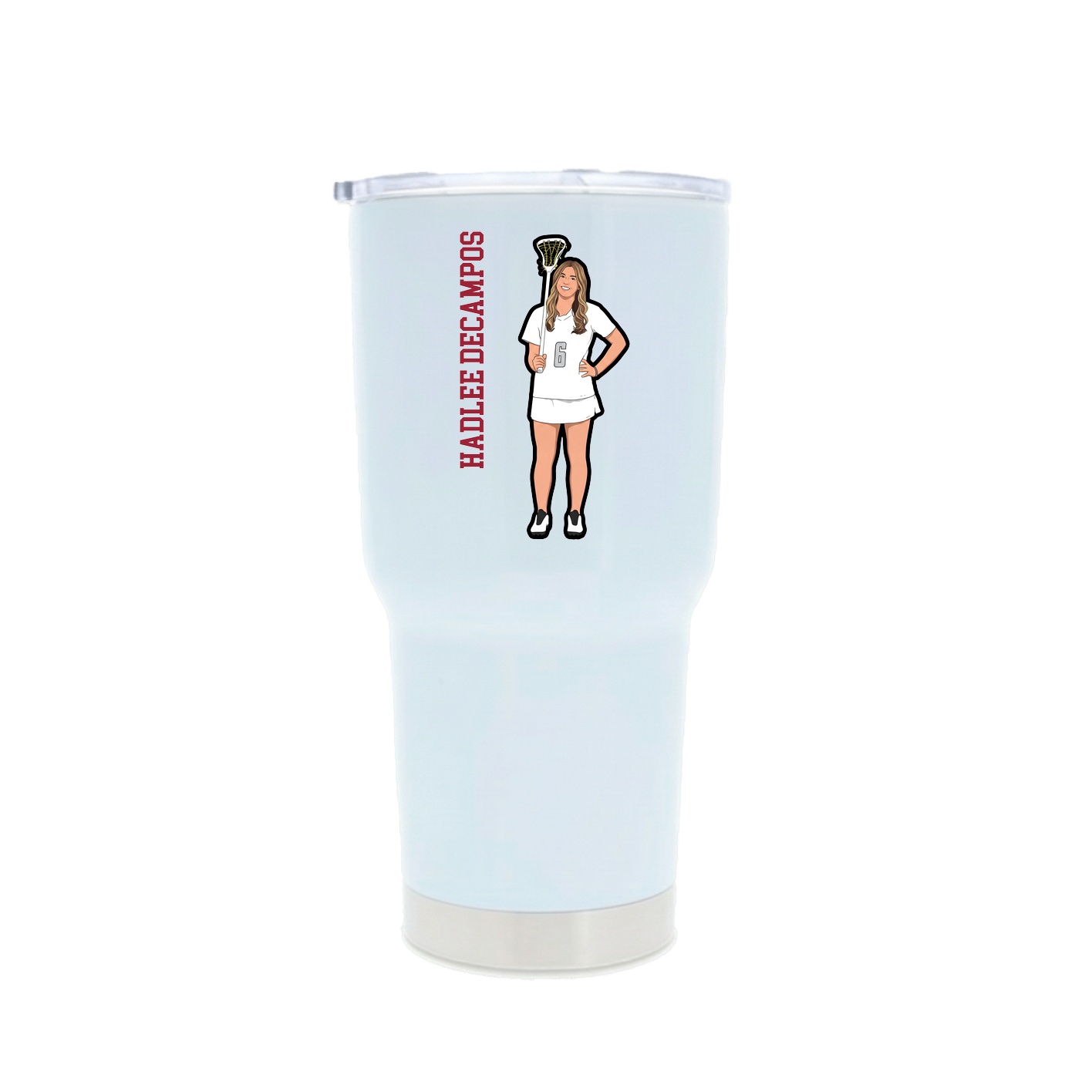 30oz Stainless Steel Tumbler — Name Vertical in White
