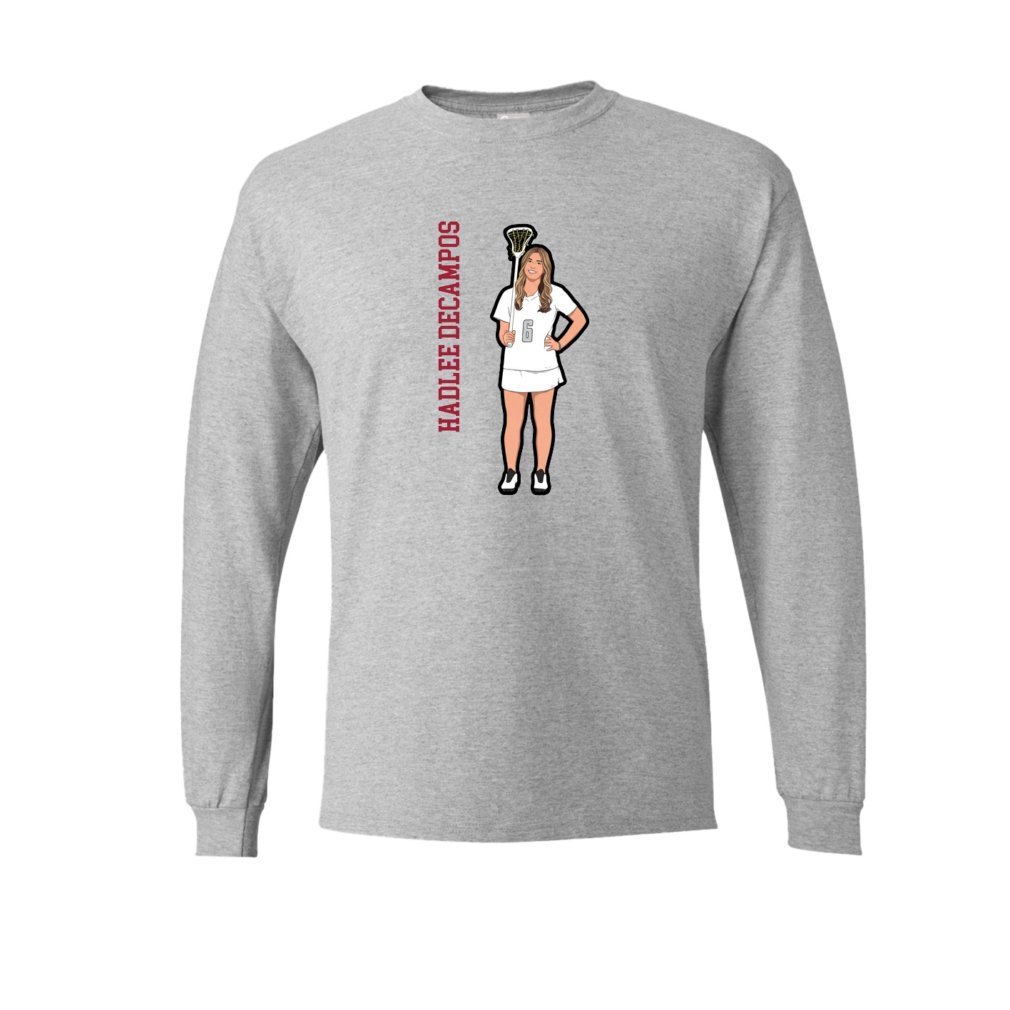 Long Sleeve Tee — Name Vertical in Grey