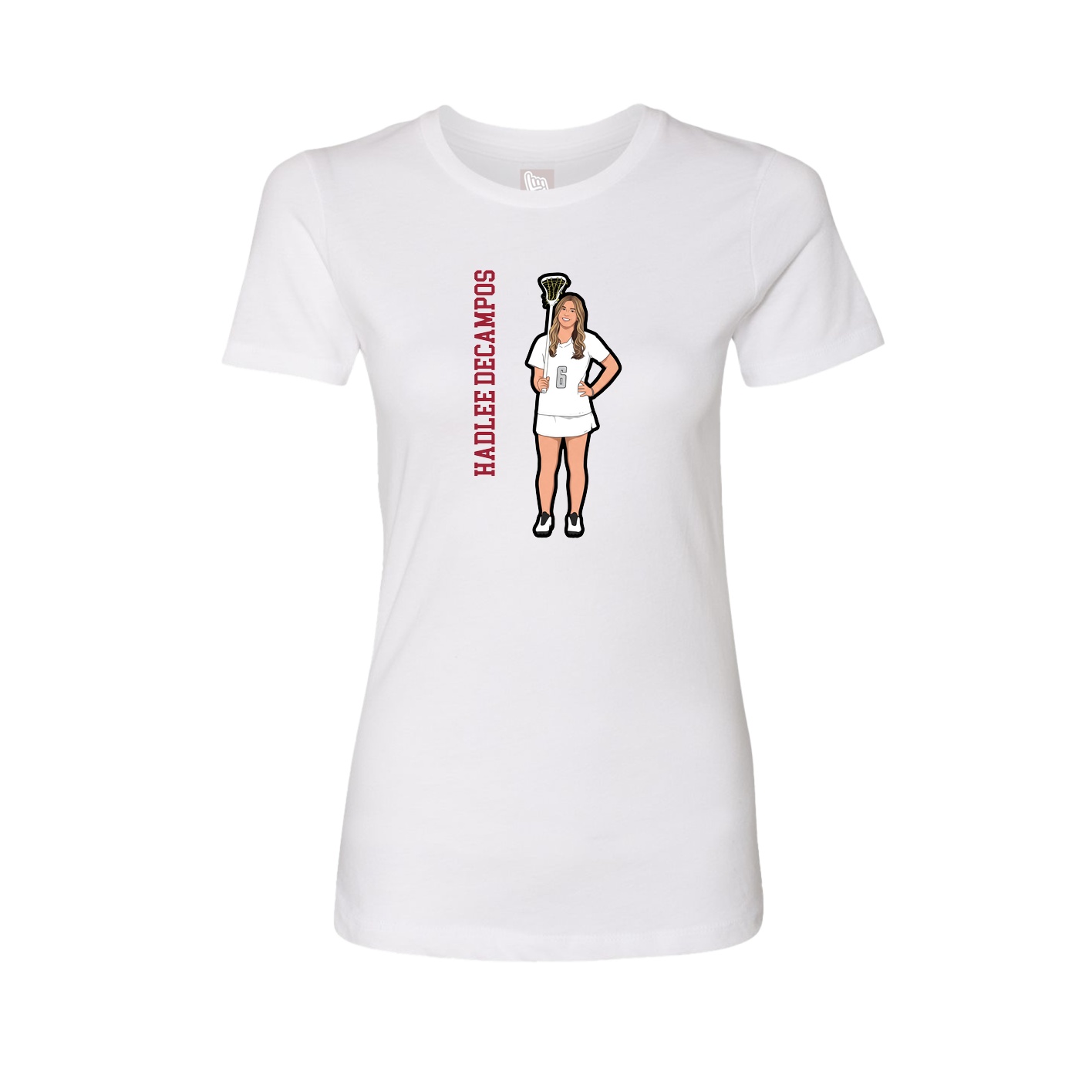 Fitted Women's Tee — Name Vertical in White