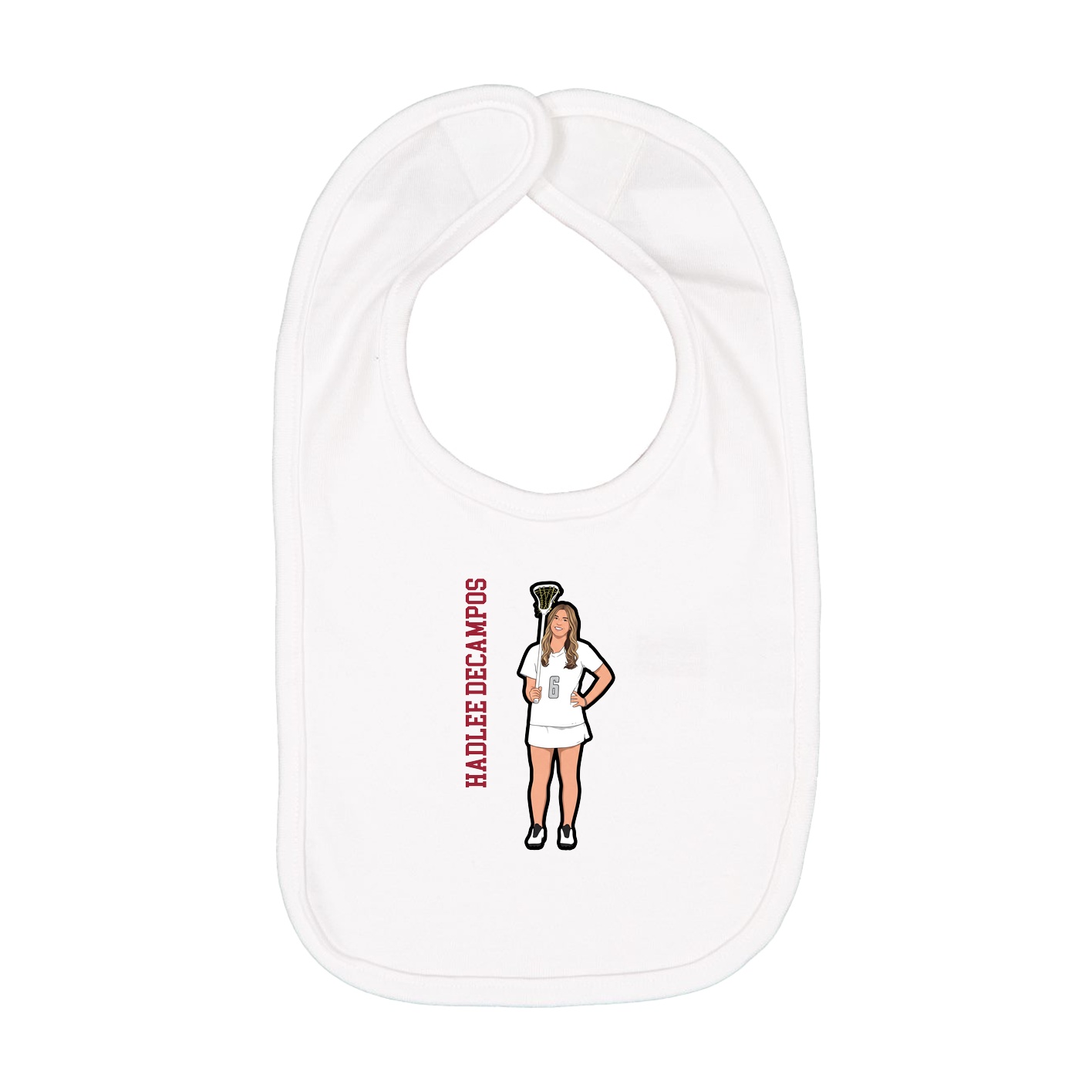 Infant Bib — Name Vertical in White