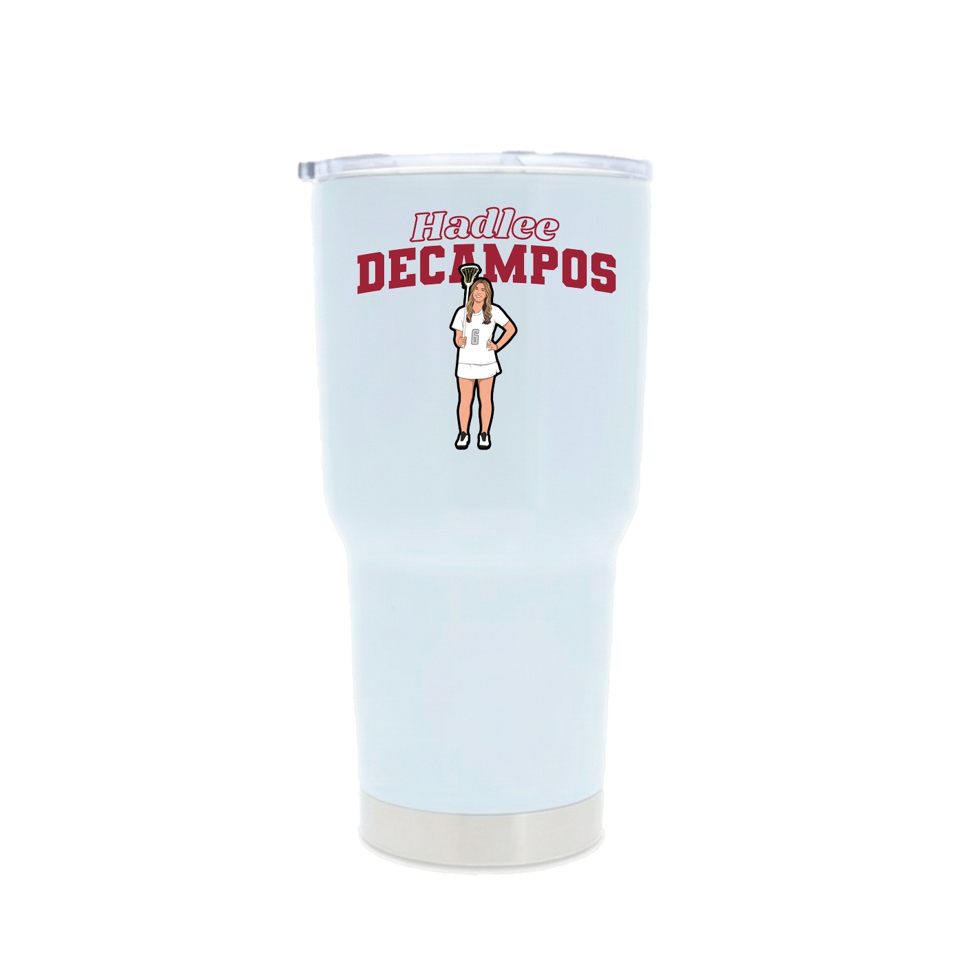 30oz Stainless Steel Tumbler — Name Arch in White