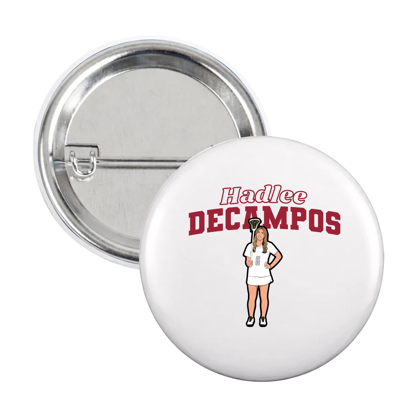 Game Day Button — Name Arch in White