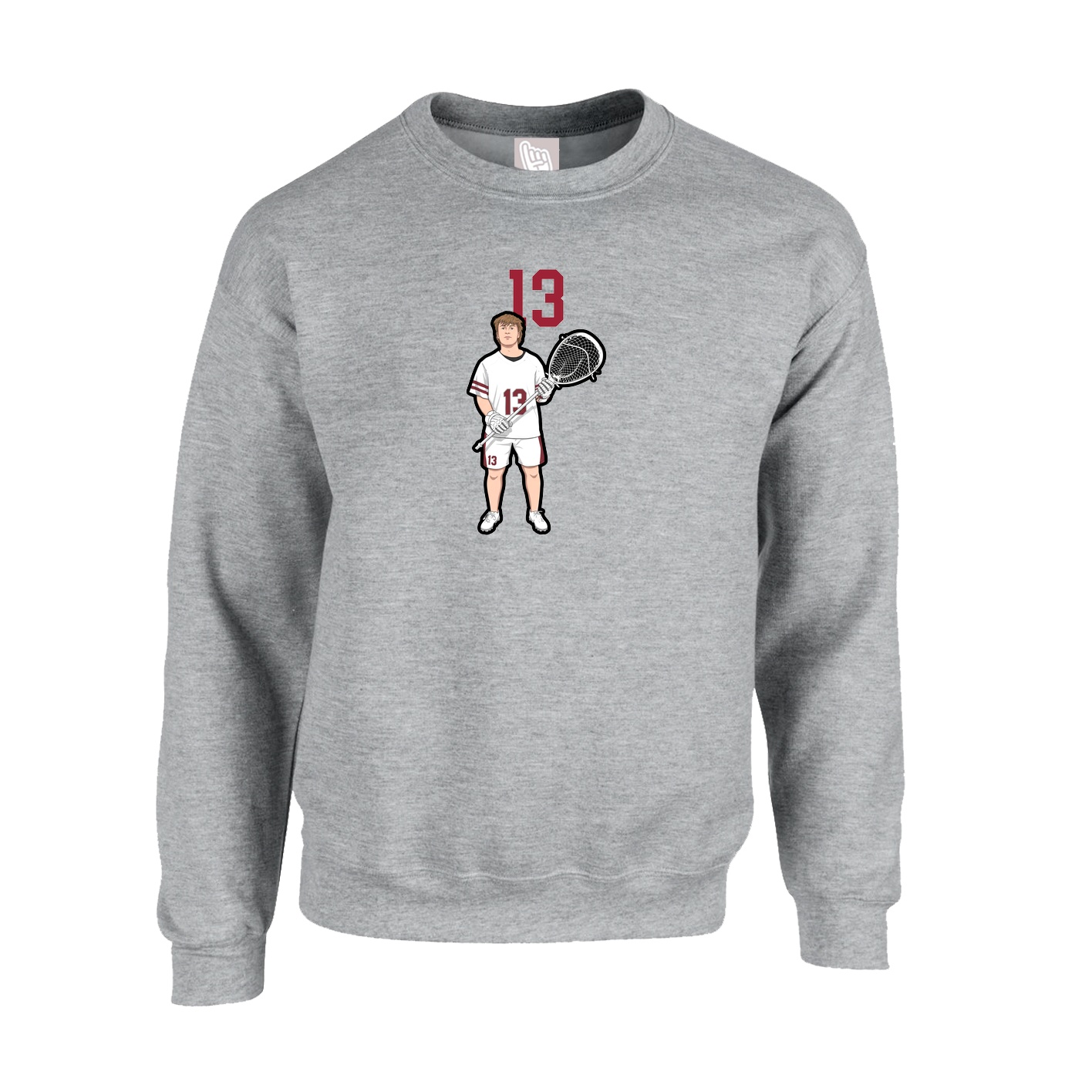 Fleece Crew — Number Top in Grey