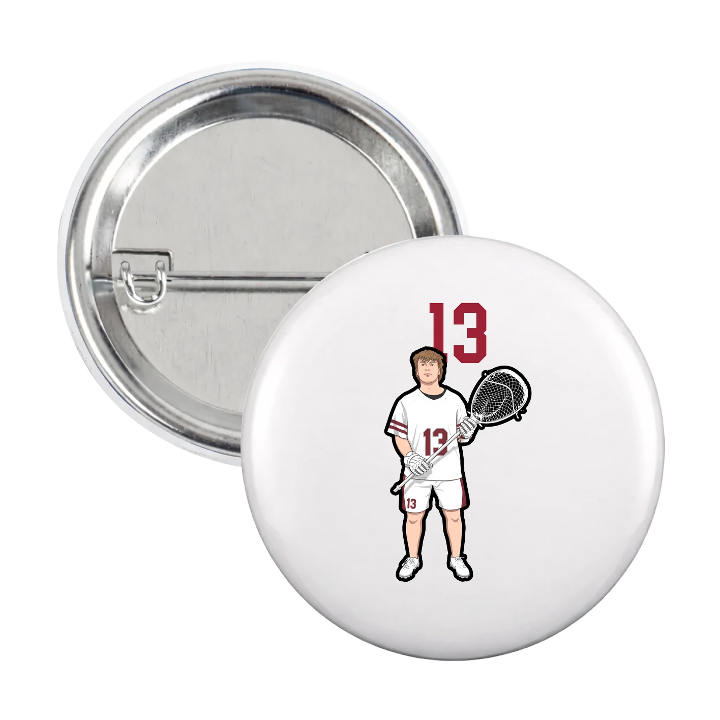 Game Day Button — Number Top in White