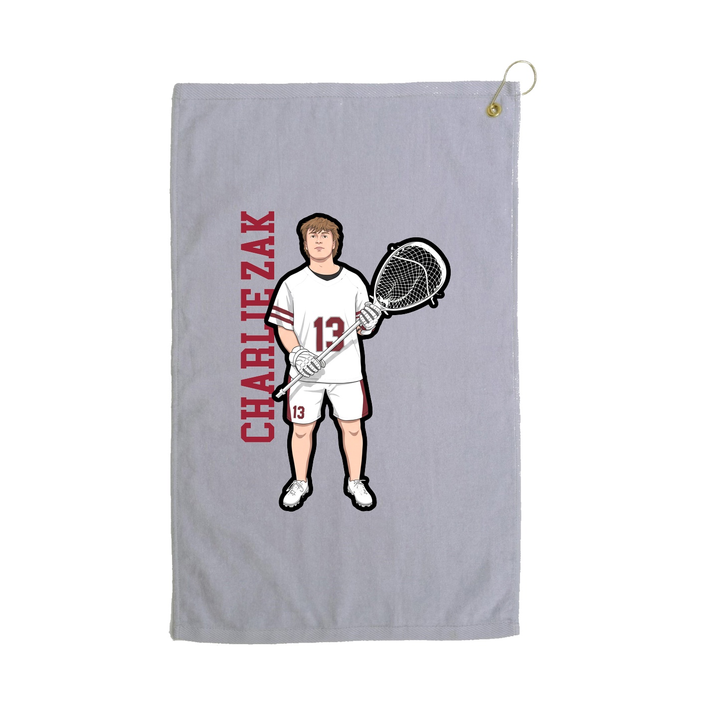Golf Towel — Name Vertical in Grey