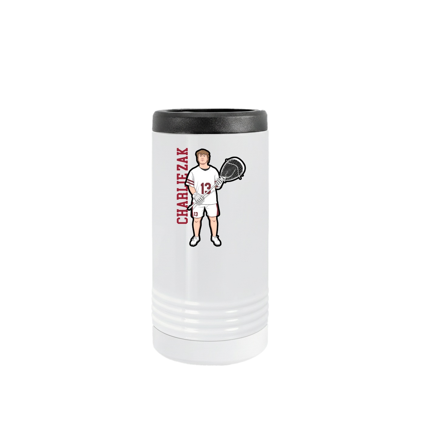Slim Beverage Holder — Name Vertical in White