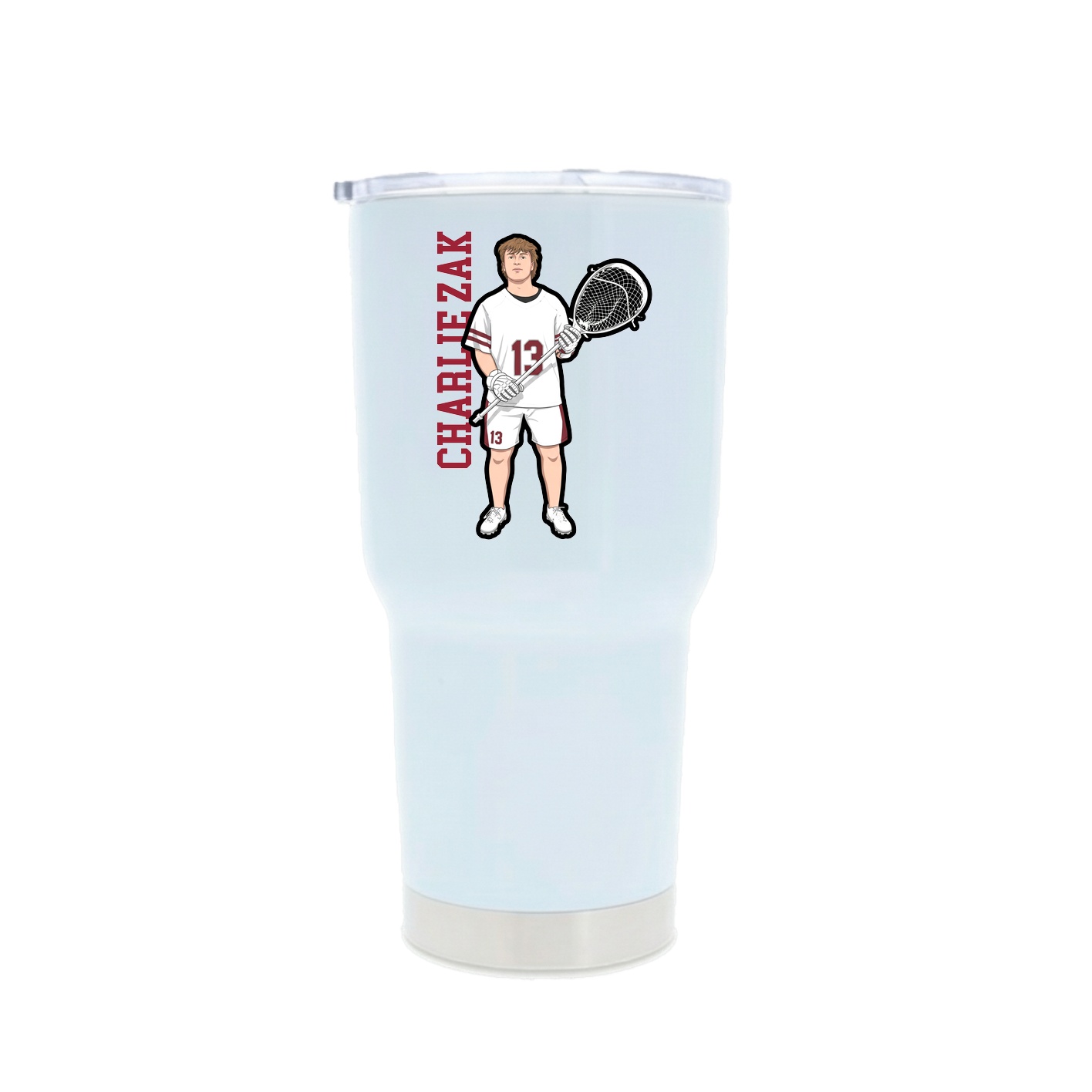 30oz Stainless Steel Tumbler — Name Vertical in White