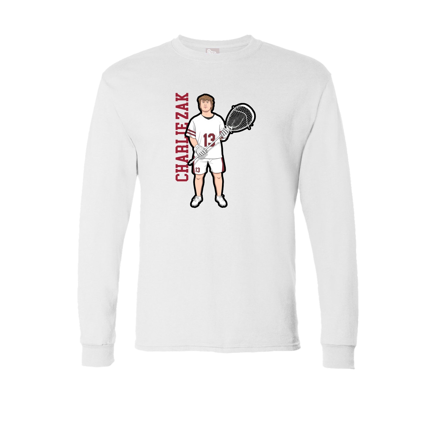 Long Sleeve Tee — Name Vertical in White