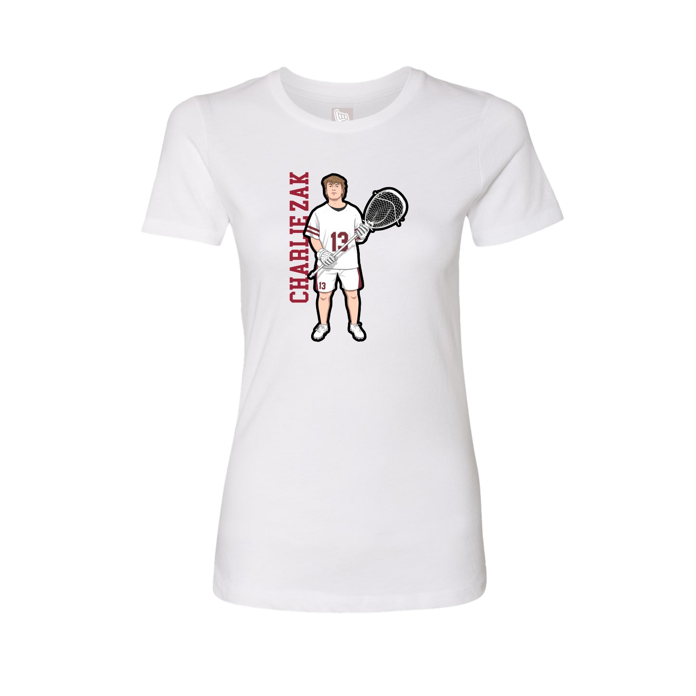 Fitted Women's Tee — Name Vertical in White