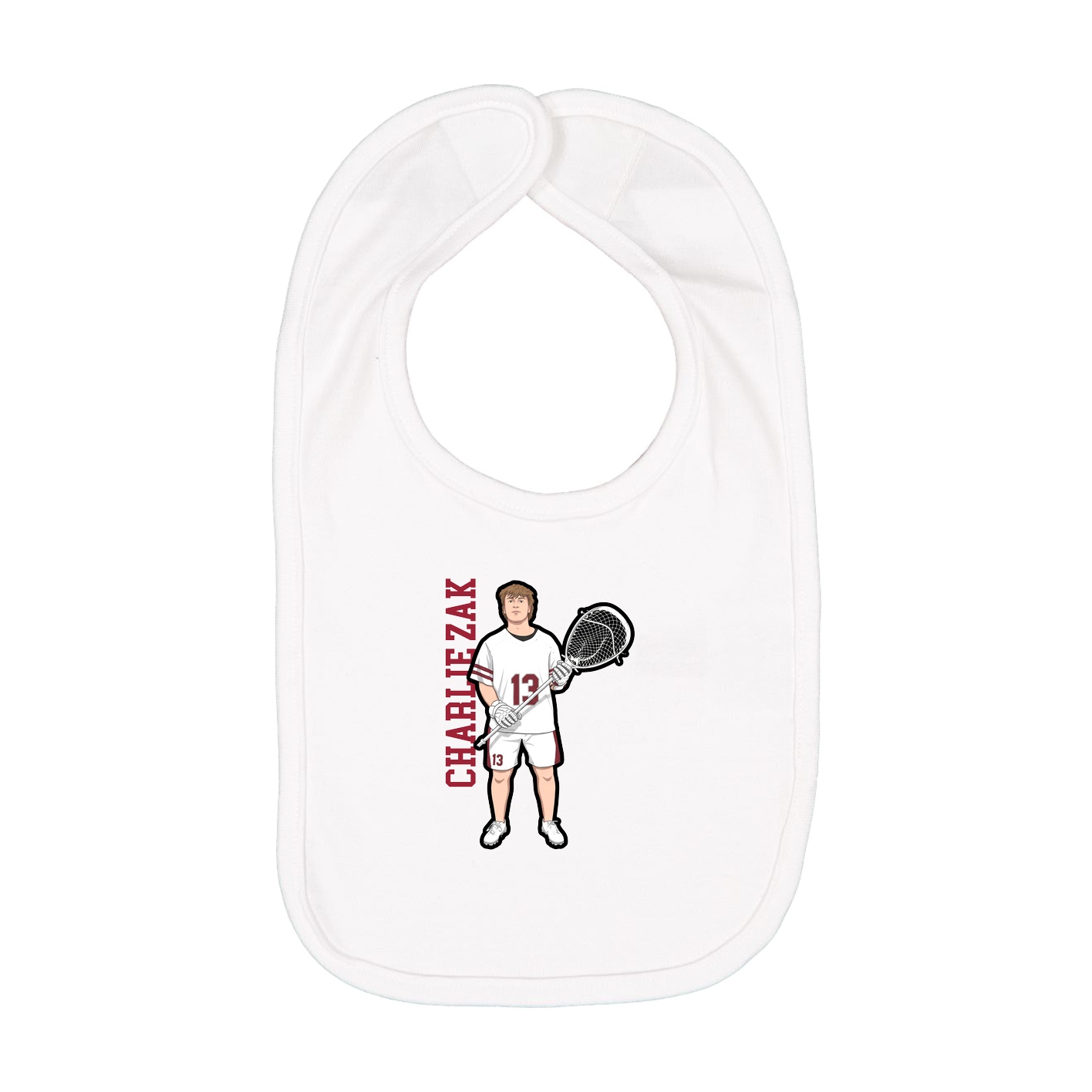 Infant Bib — Name Vertical in White