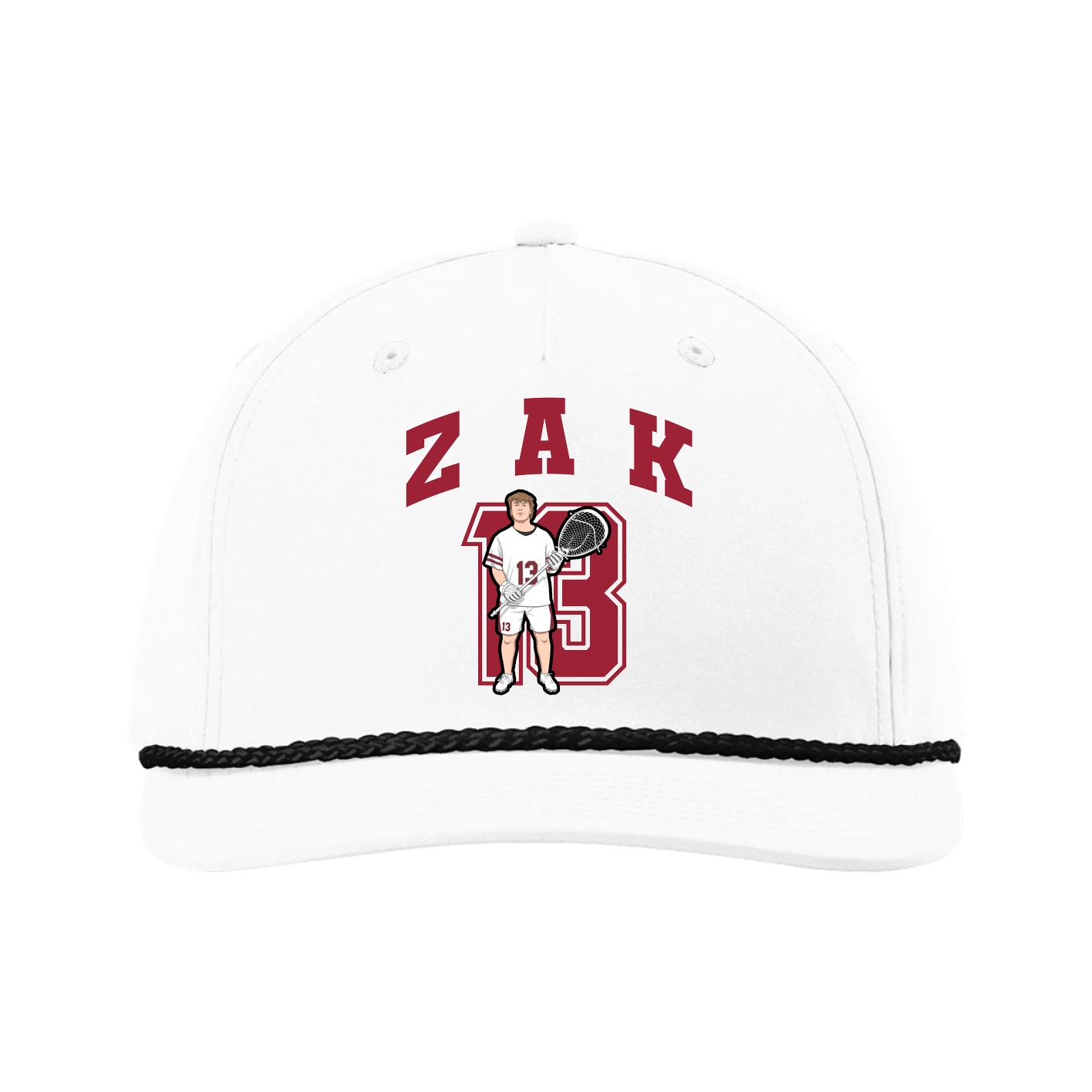 Five-Panel Classic Rope Cap — Number in White