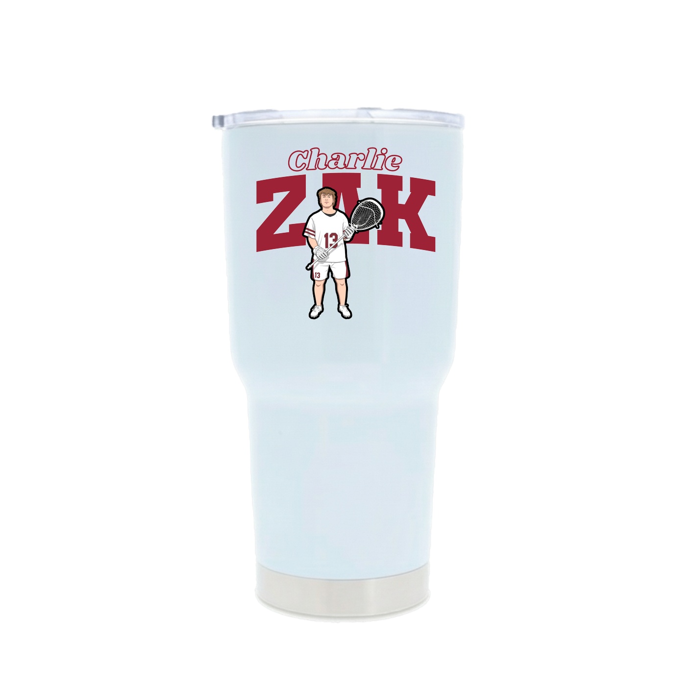 30oz Stainless Steel Tumbler — Name Arch in White