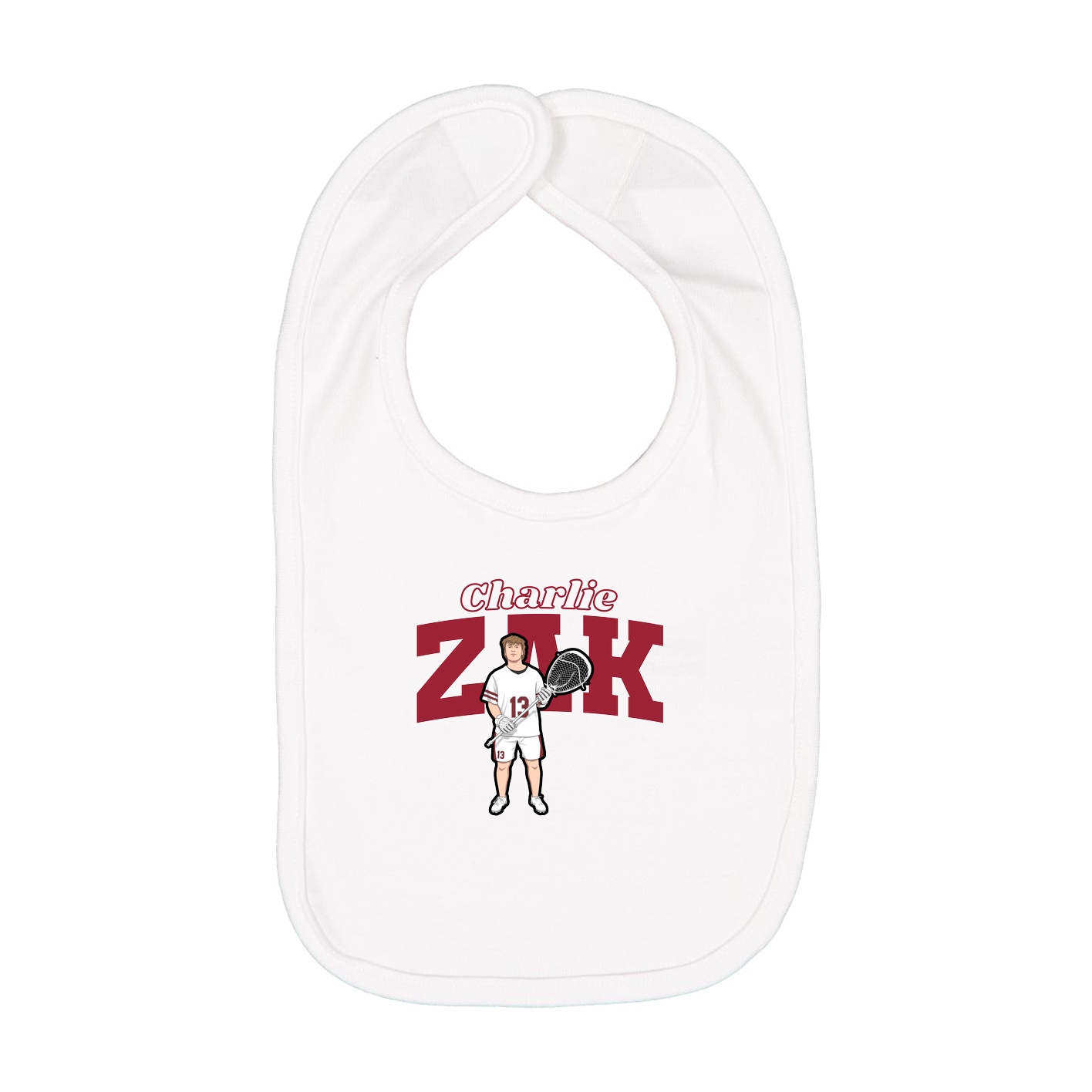 Infant Bib — Name Arch in White