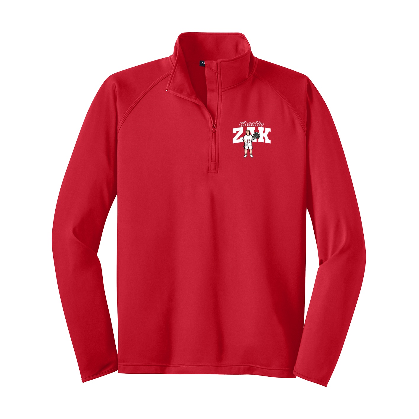 Q-Zip Pullover — Name Arch in Red