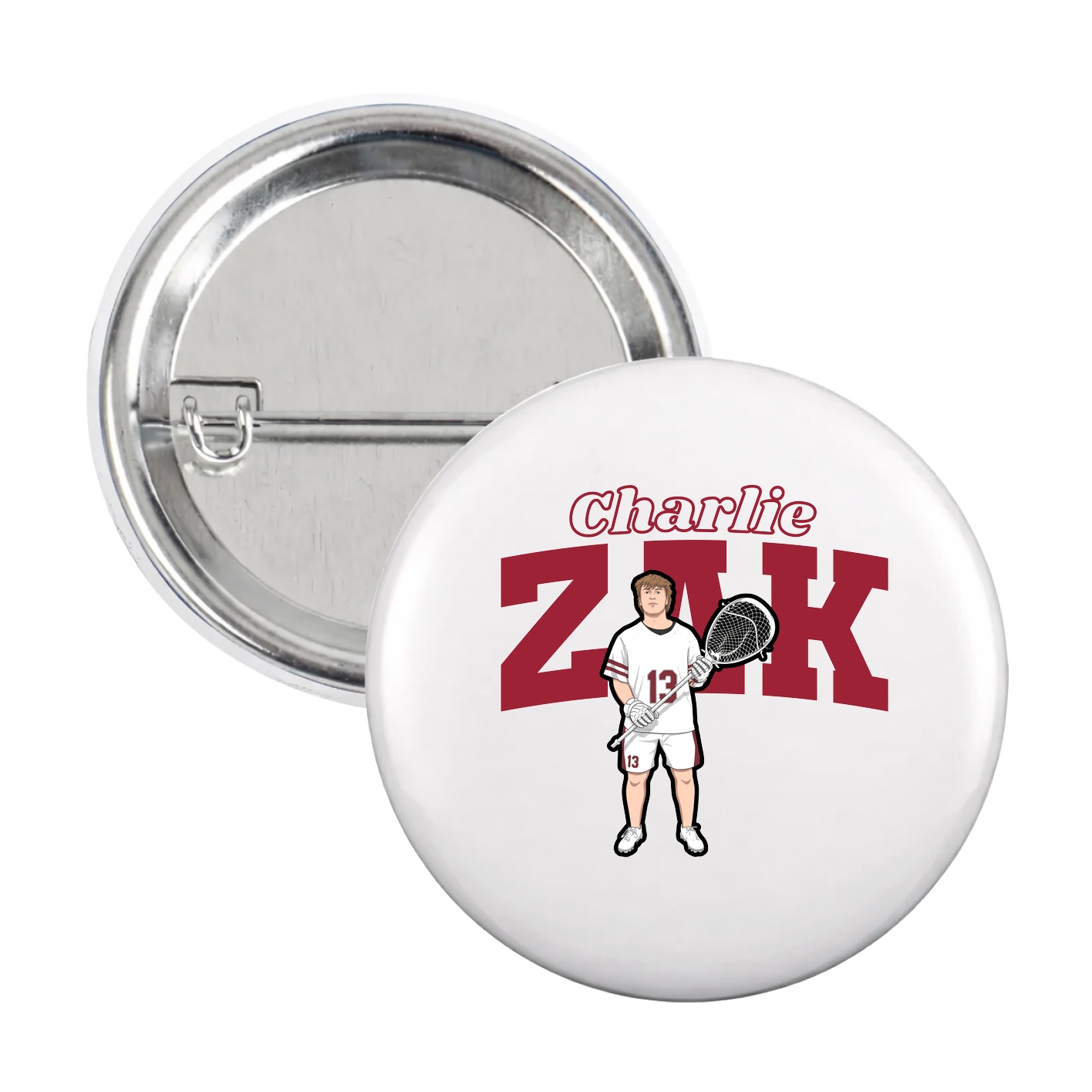 Game Day Button — Name Arch in White
