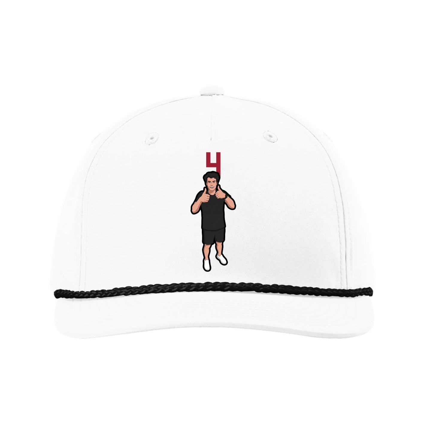 Five-Panel Classic Rope Cap — Number Top in White