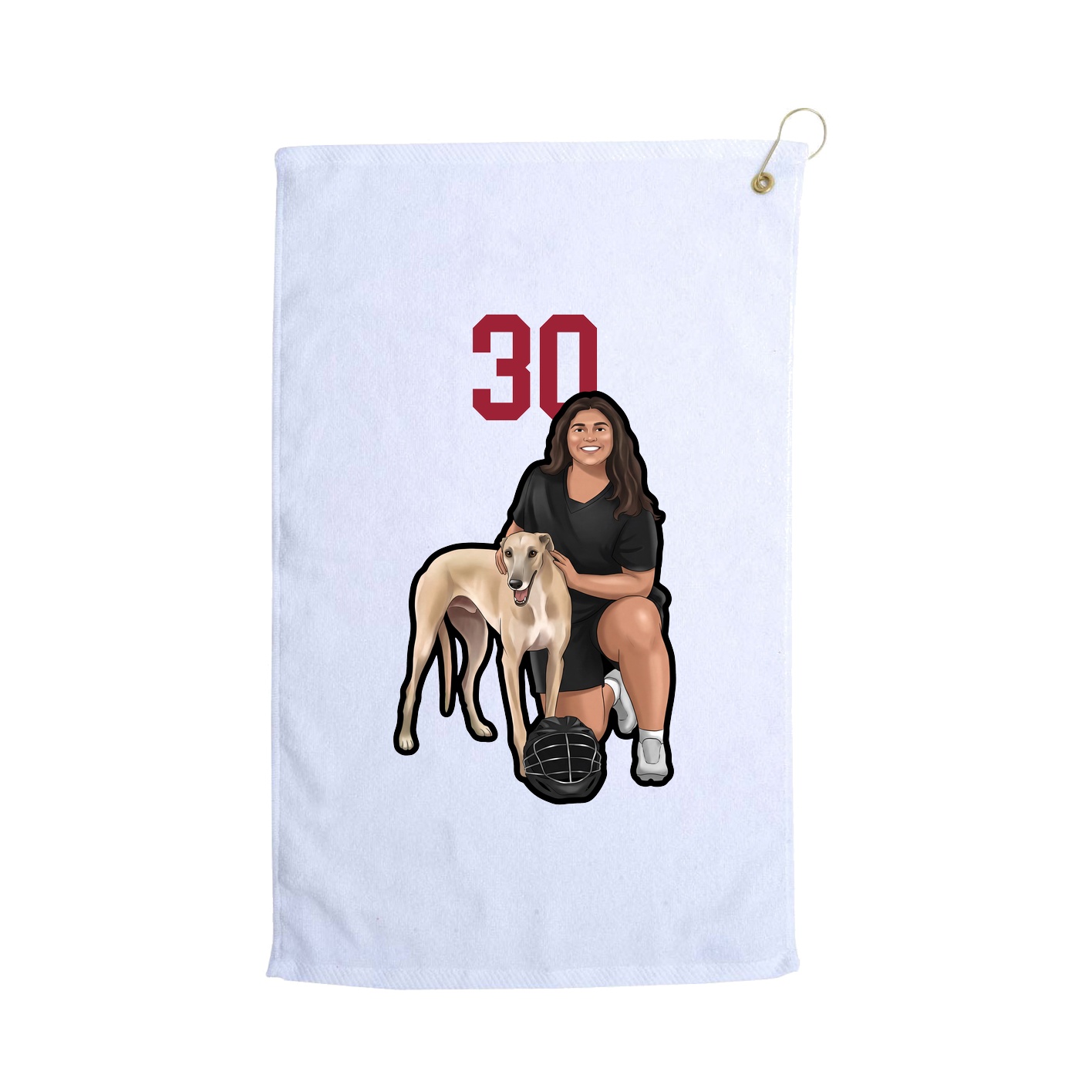 Golf Towel — Number Top in White
