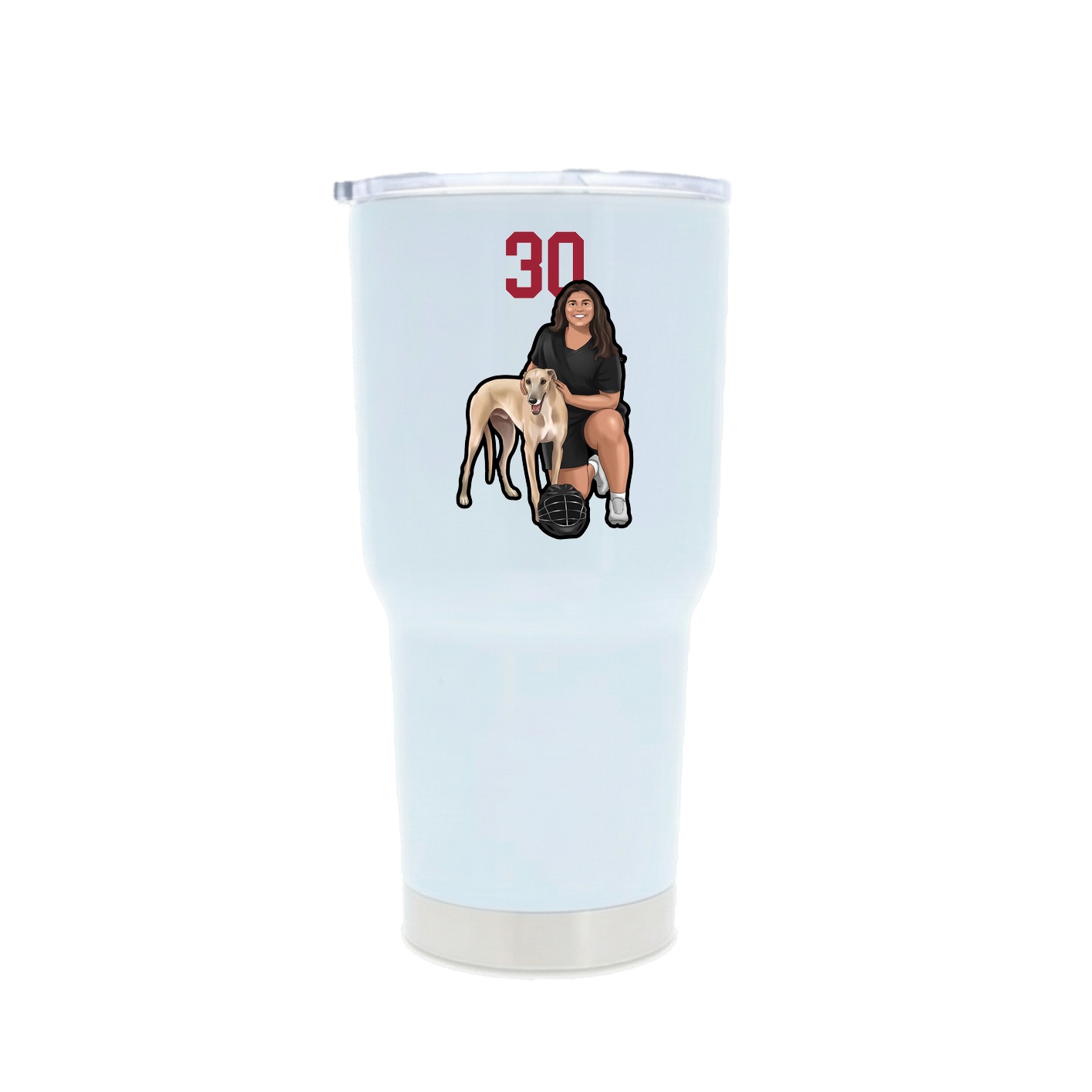 30oz Stainless Steel Tumbler — Number Top in White