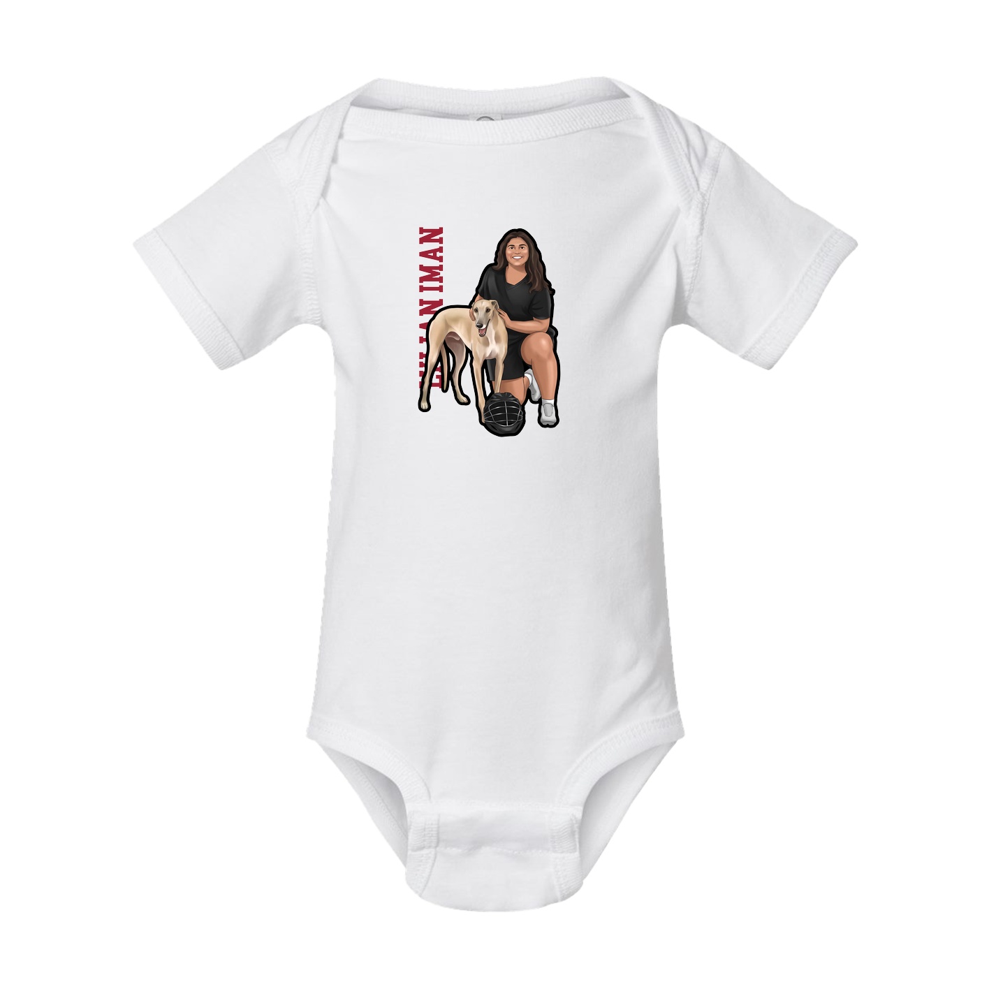Baby Onesie — Name Vertical in White