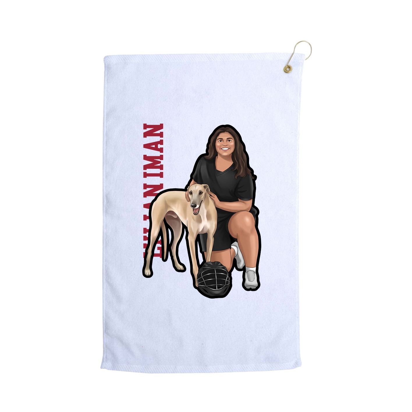 Golf Towel — Name Vertical in White