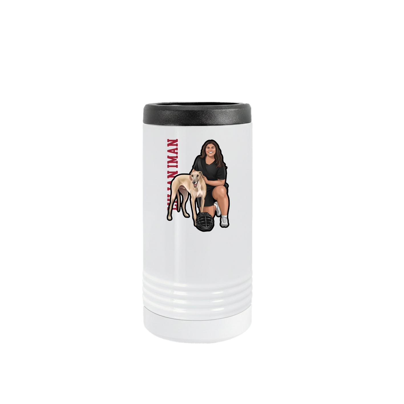 Slim Beverage Holder — Name Vertical in White