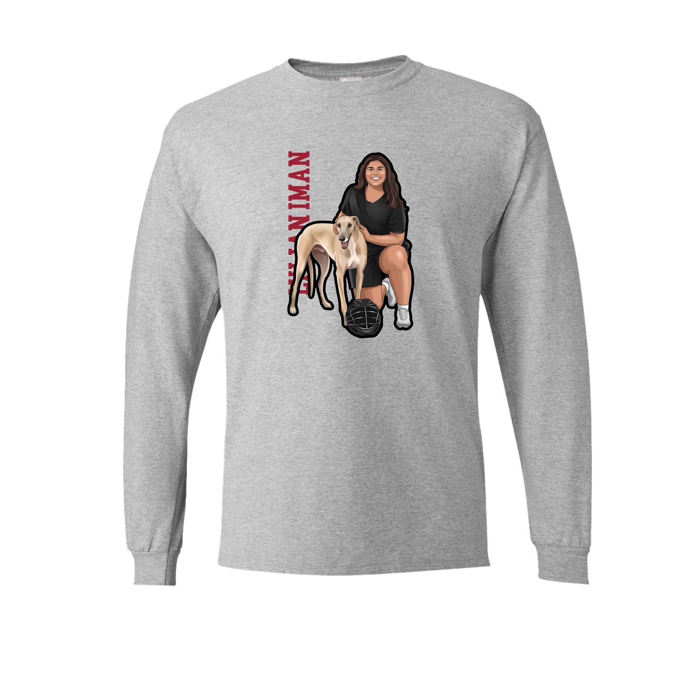Long Sleeve Tee — Name Vertical in Grey