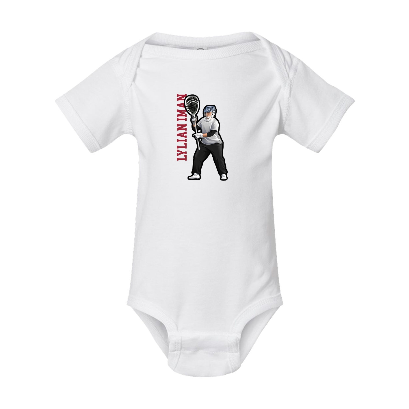 Baby Onesie — Name Vertical in White
