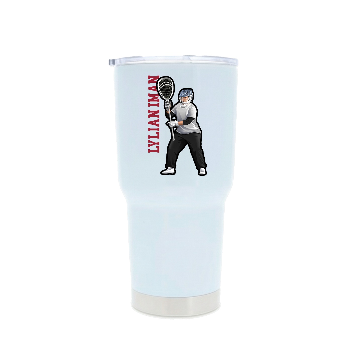 30oz Stainless Steel Tumbler — Name Vertical in White