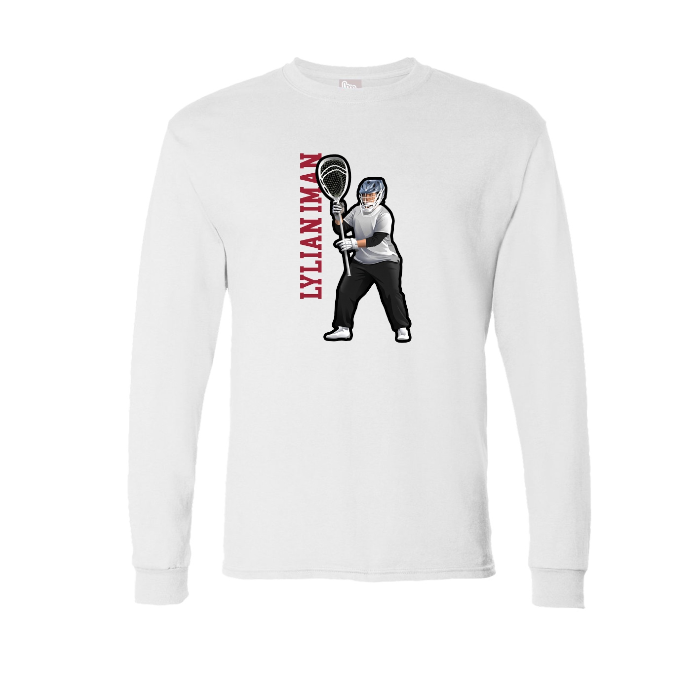 Long Sleeve Tee — Name Vertical in White