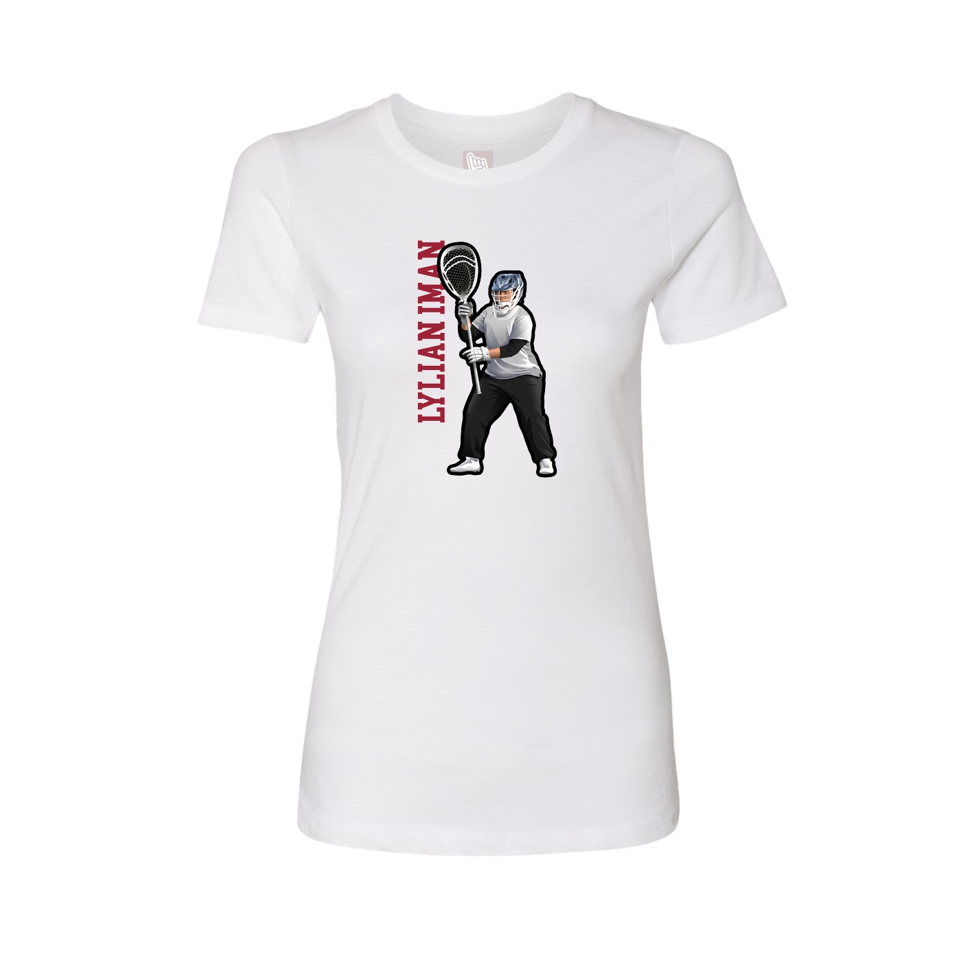 Fitted Women's Tee — Name Vertical in White