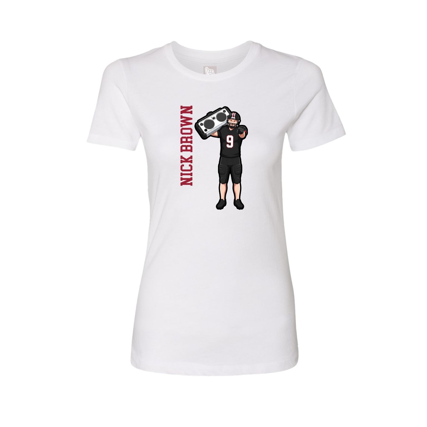 Fitted Women's Tee — Name Vertical in White