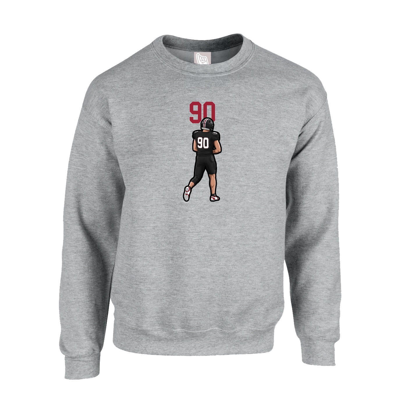 Fleece Crew — Number Top in Grey