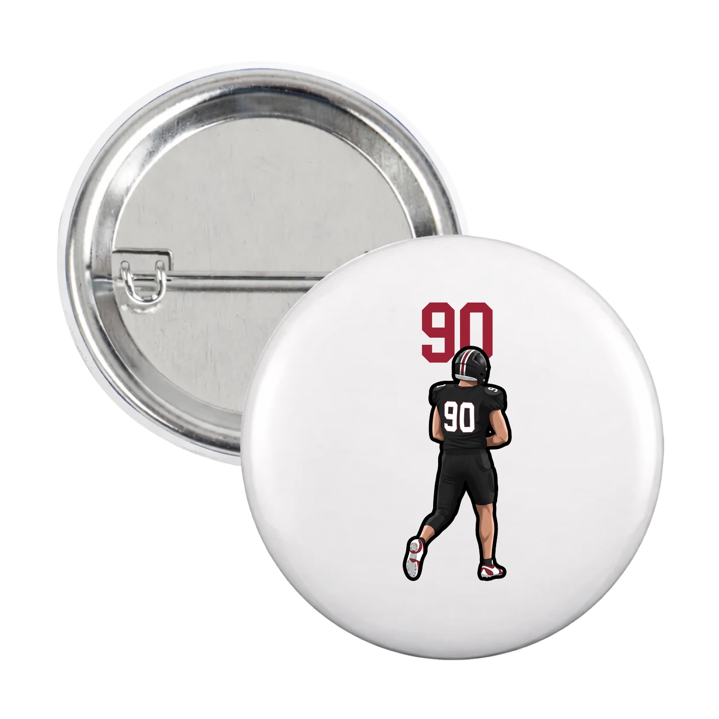 Game Day Button — Number Top in White