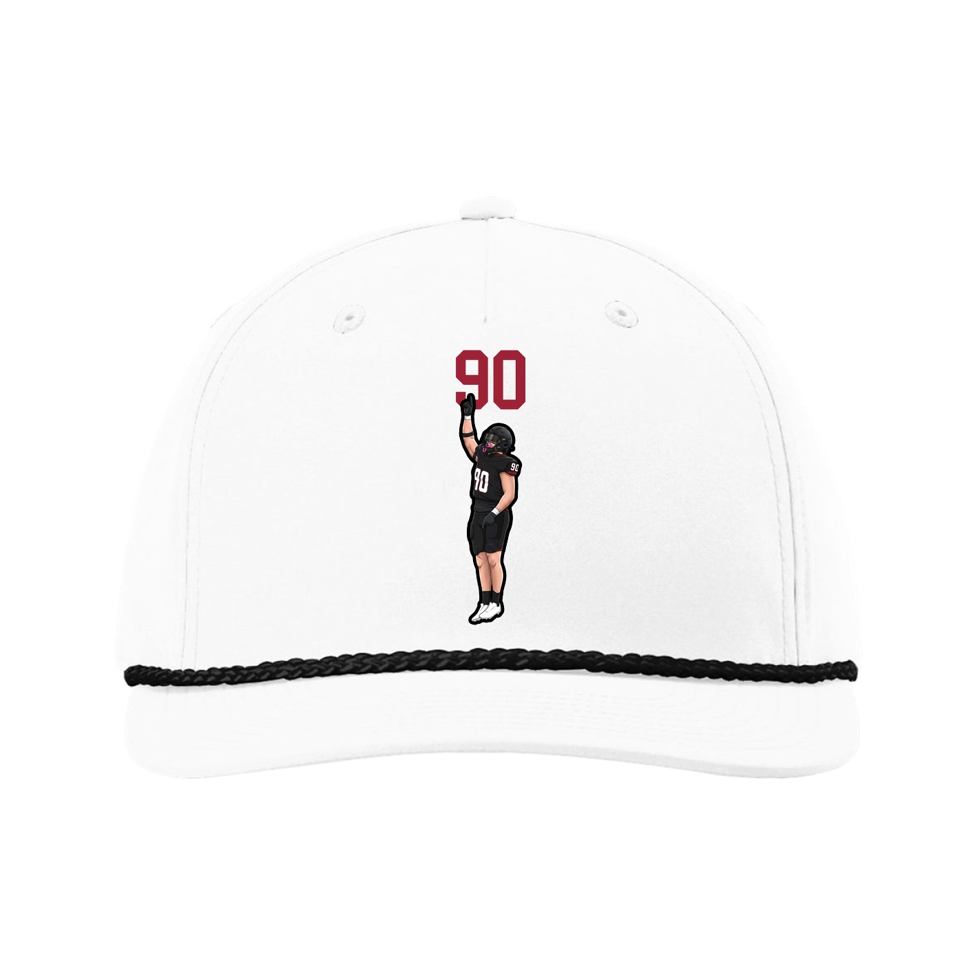 Five-Panel Classic Rope Cap — Number Top in White