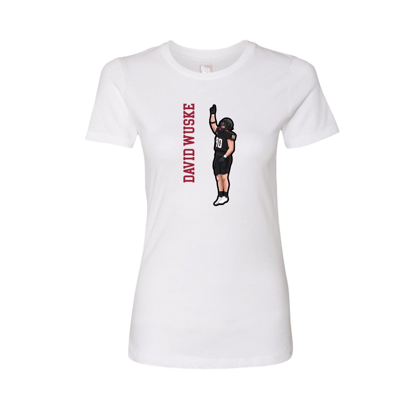 Fitted Women's Tee — Name Vertical in White
