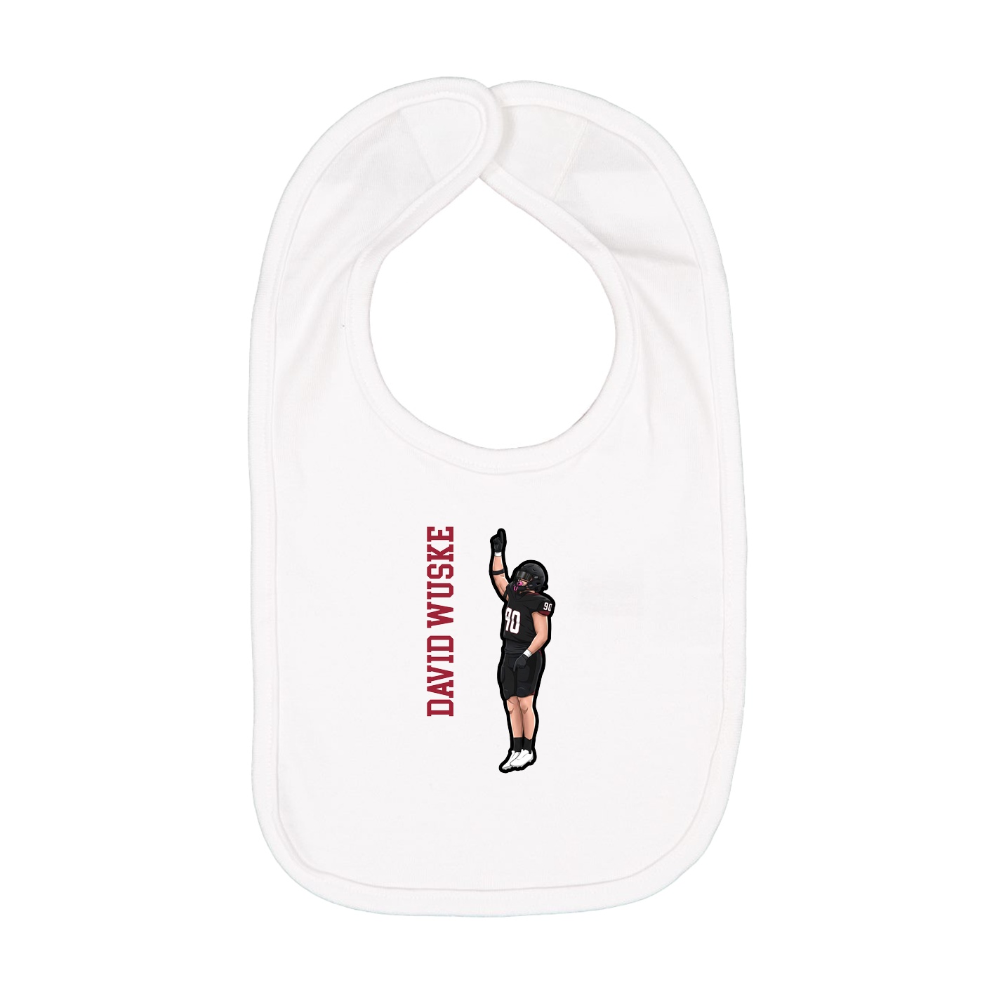 Infant Bib — Name Vertical in White