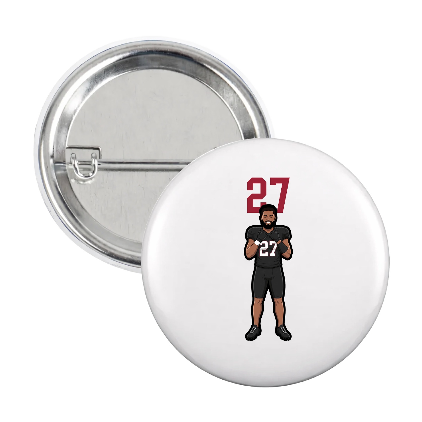 Game Day Button — Number Top in White