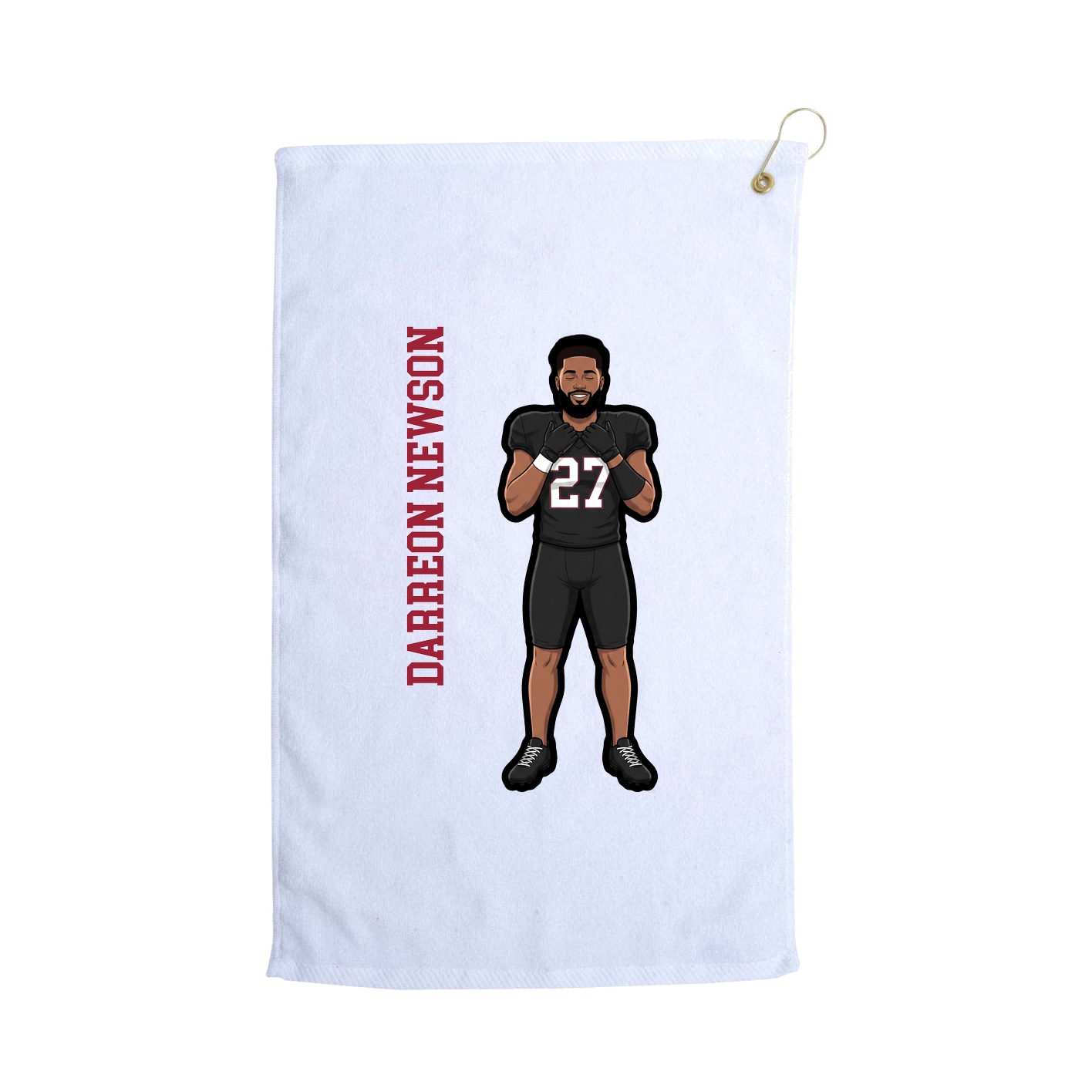 Golf Towel — Name Vertical in White
