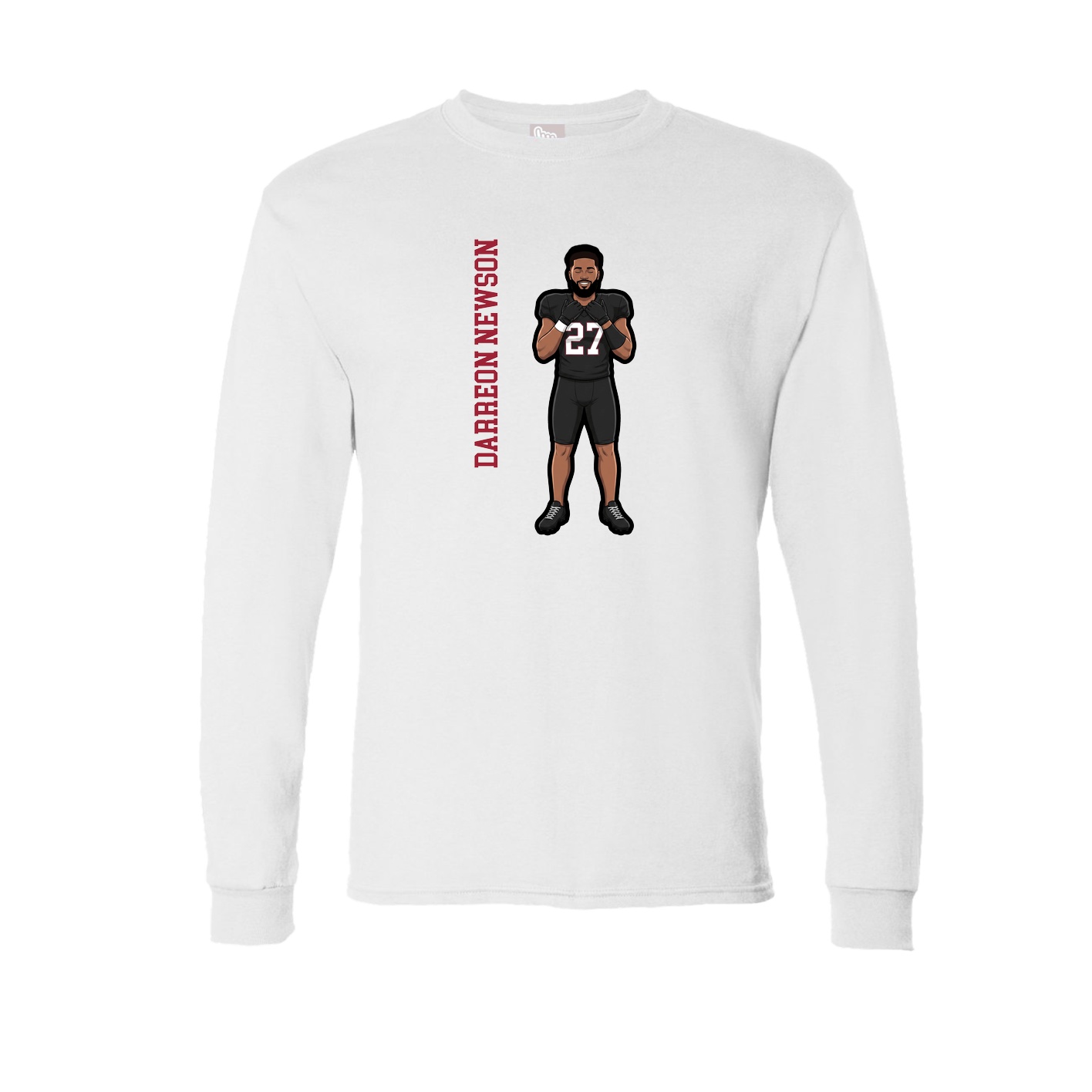 Long Sleeve Tee — Name Vertical in White