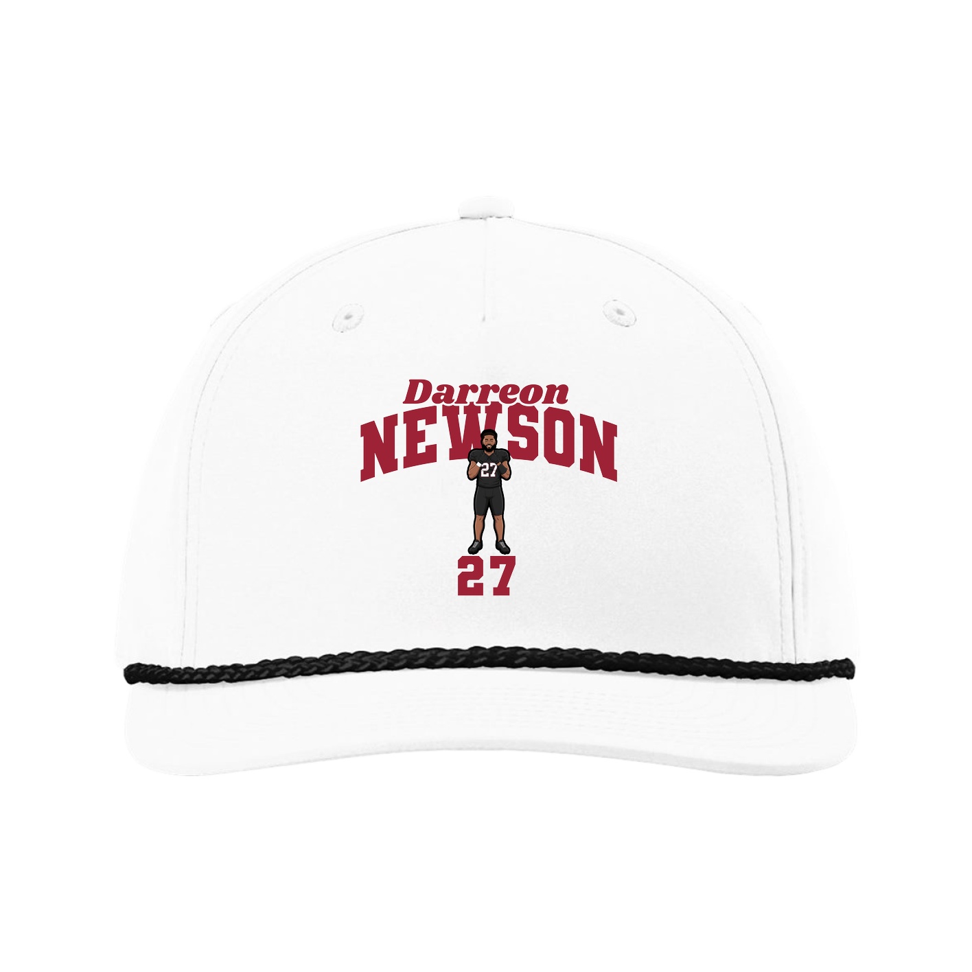 Five-Panel Classic Rope Cap — Signature Arch in White