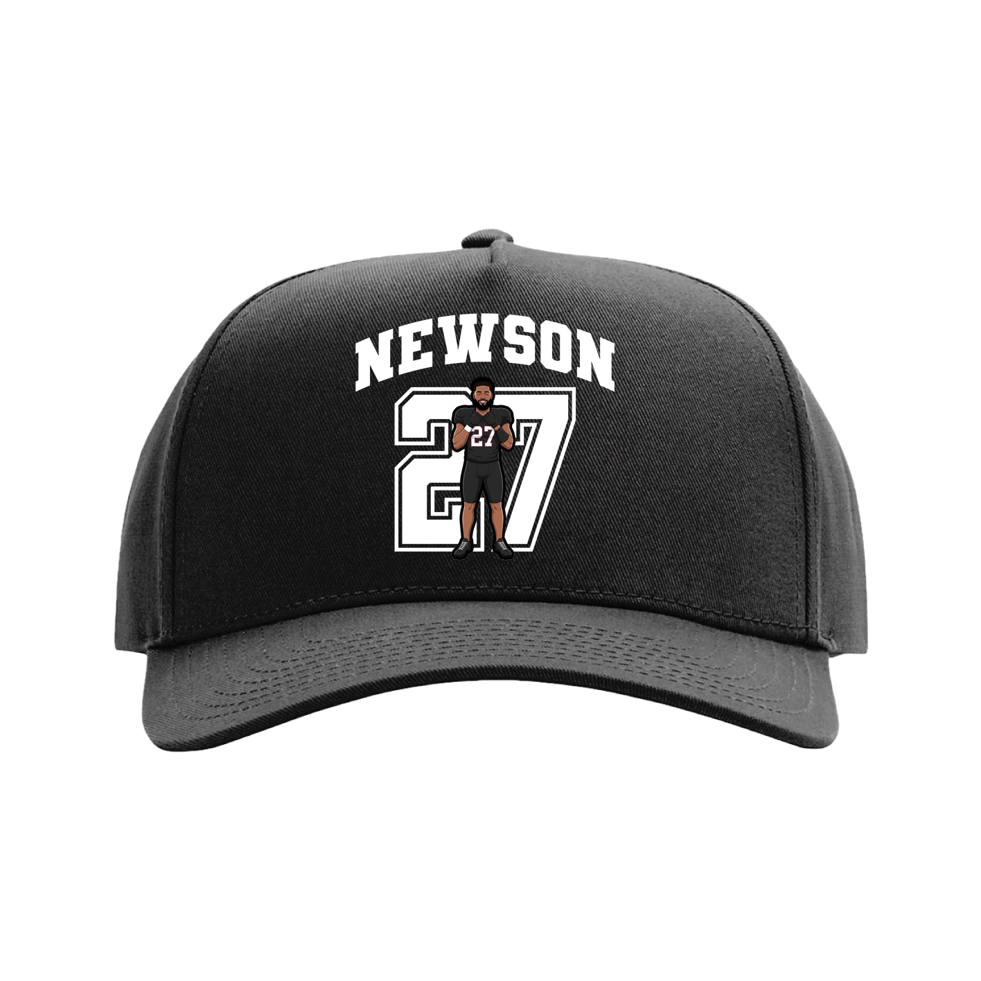 Full Fabric Five-Panel Champ Cap — Number in Black