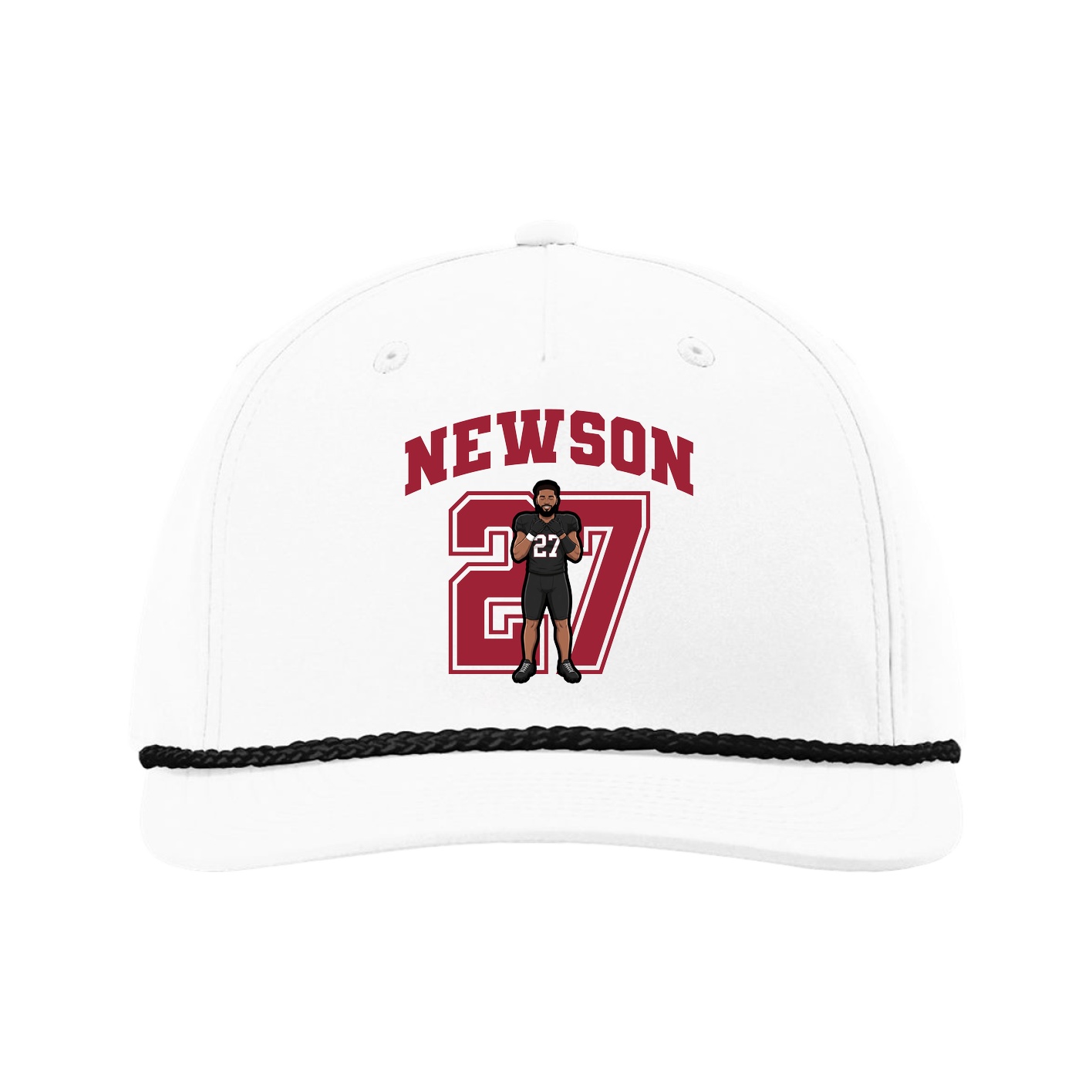 Five-Panel Classic Rope Cap — Number in White