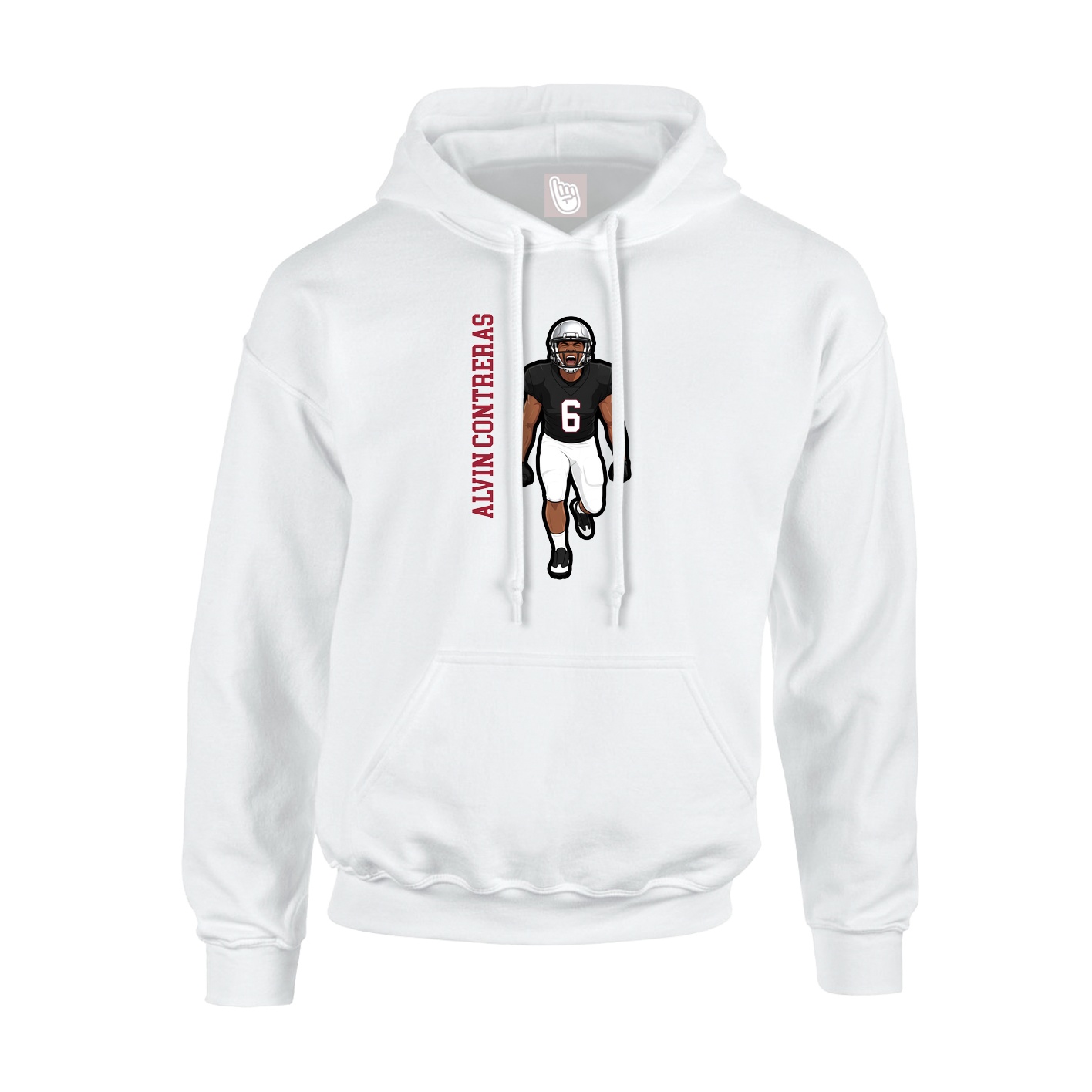 Youth Hoodie — Name Vertical in White