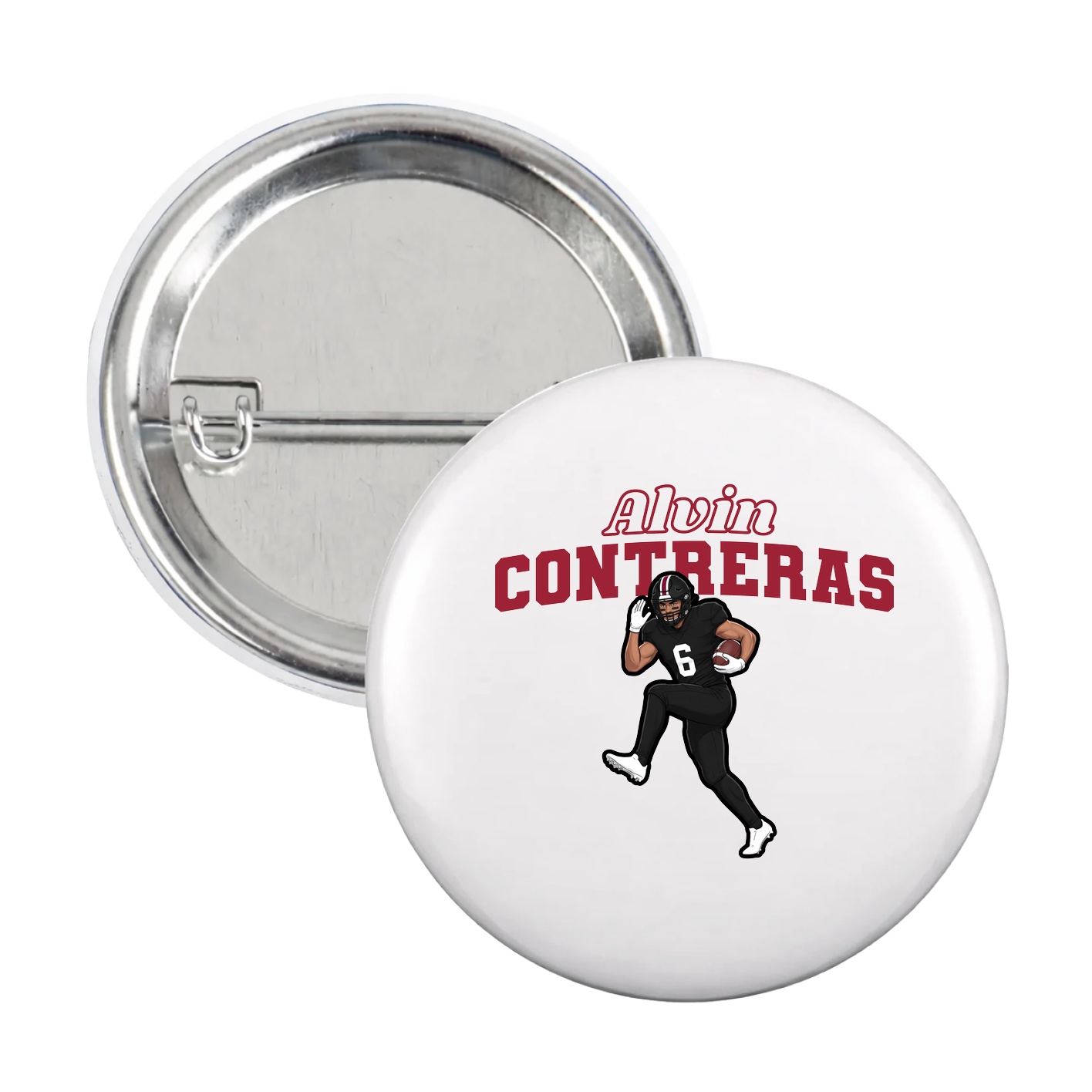 Game Day Button — Name Arch in White