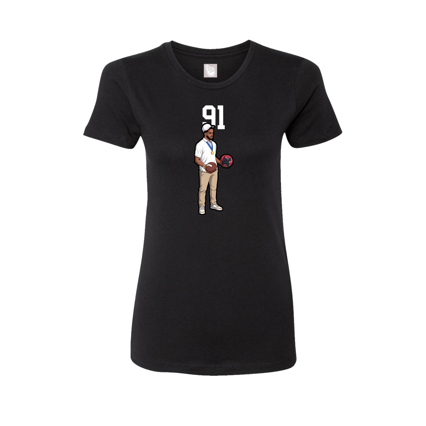 Fitted Women's Tee — Number Top in Black