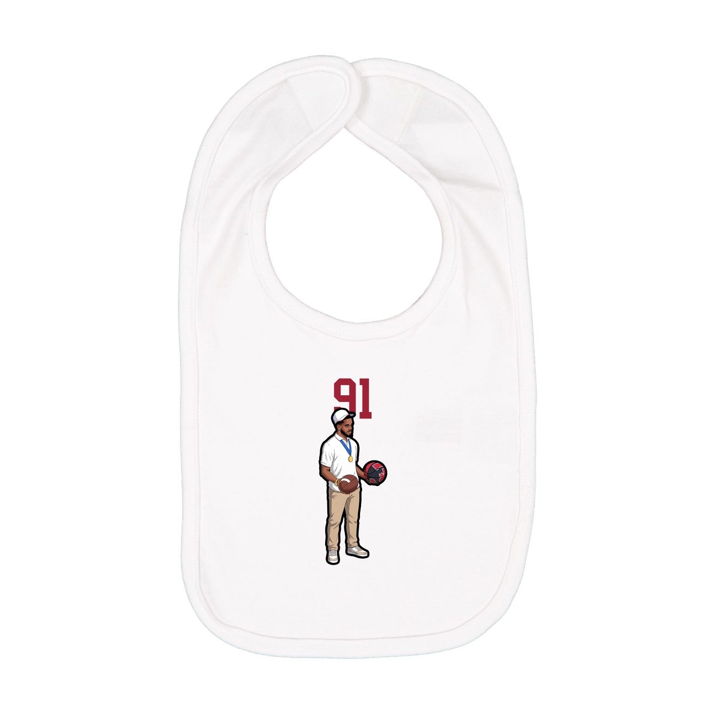Infant Bib — Number Top in White