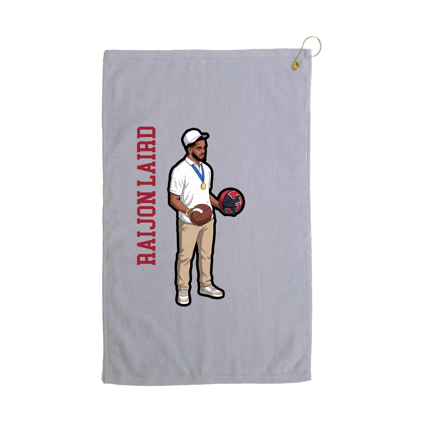 Golf Towel — Name Vertical in Grey
